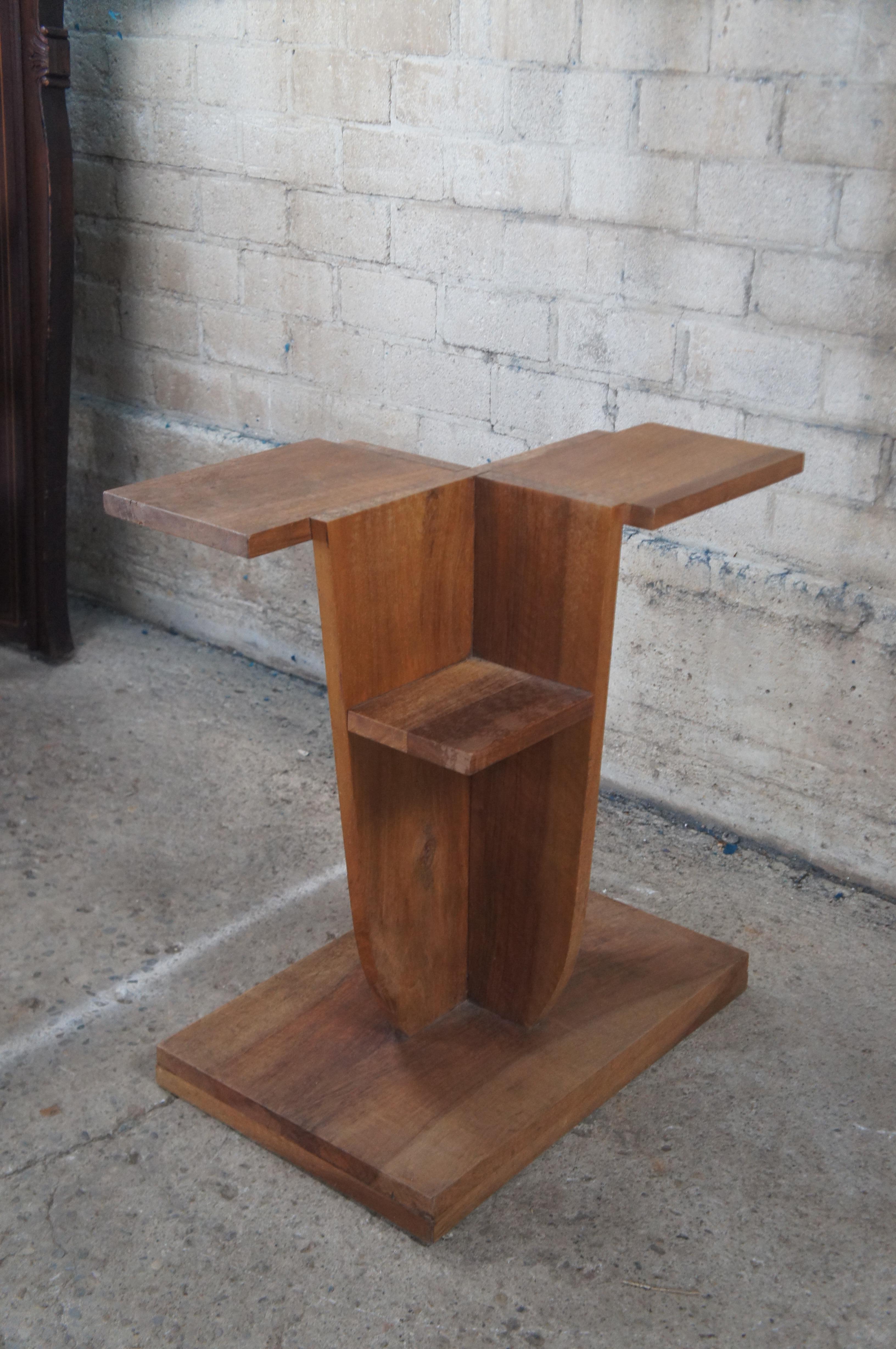 Modernist American Walnut Tiered Plant Stand Side Table Sculpture Pedestal Base For Sale 1