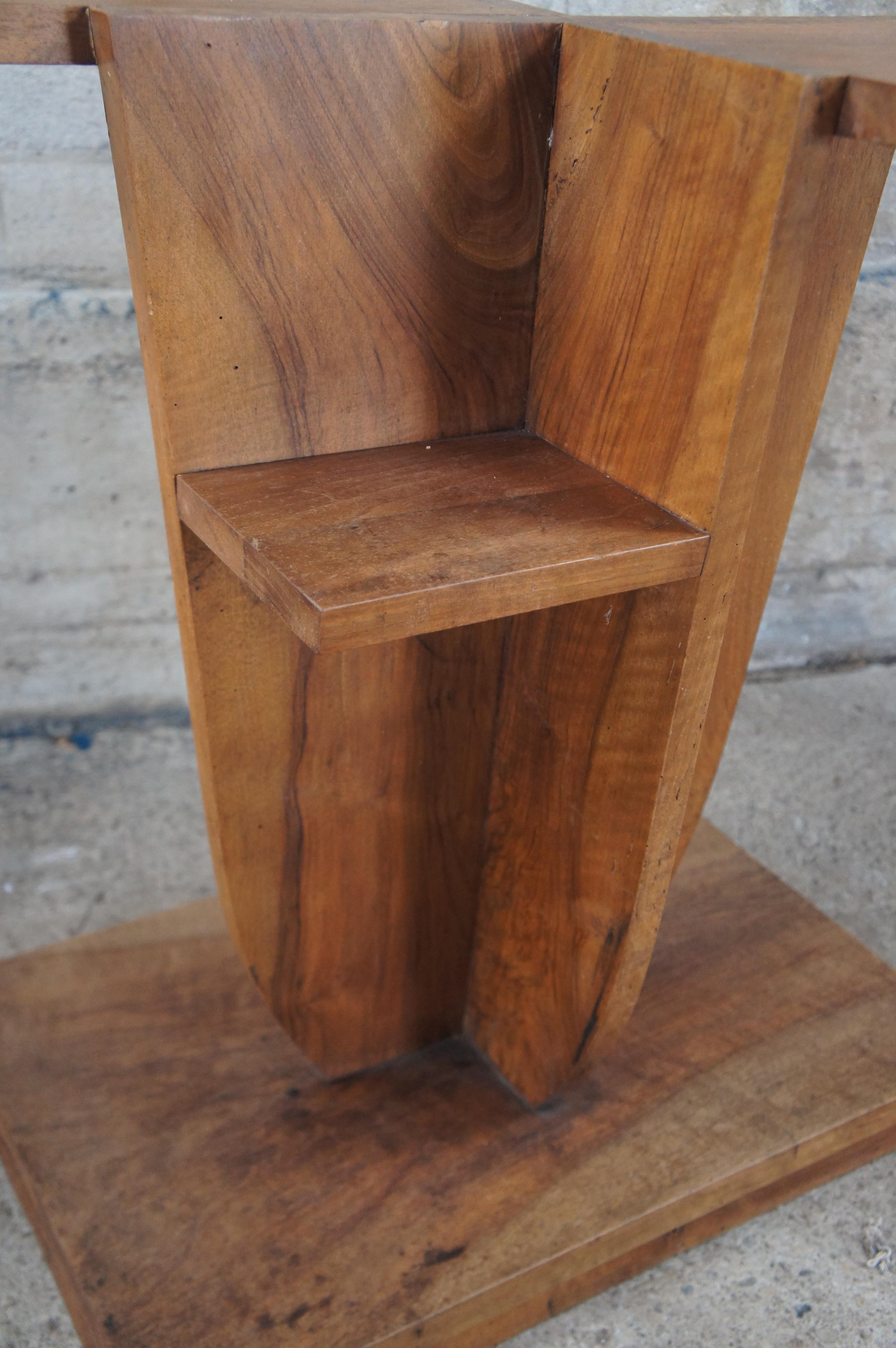 Modernist American Walnut Tiered Plant Stand Side Table Sculpture Pedestal Base For Sale 4
