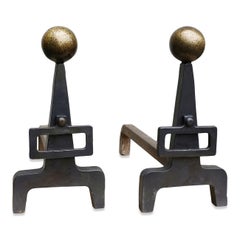 Modernist Andirons, France, 1970s