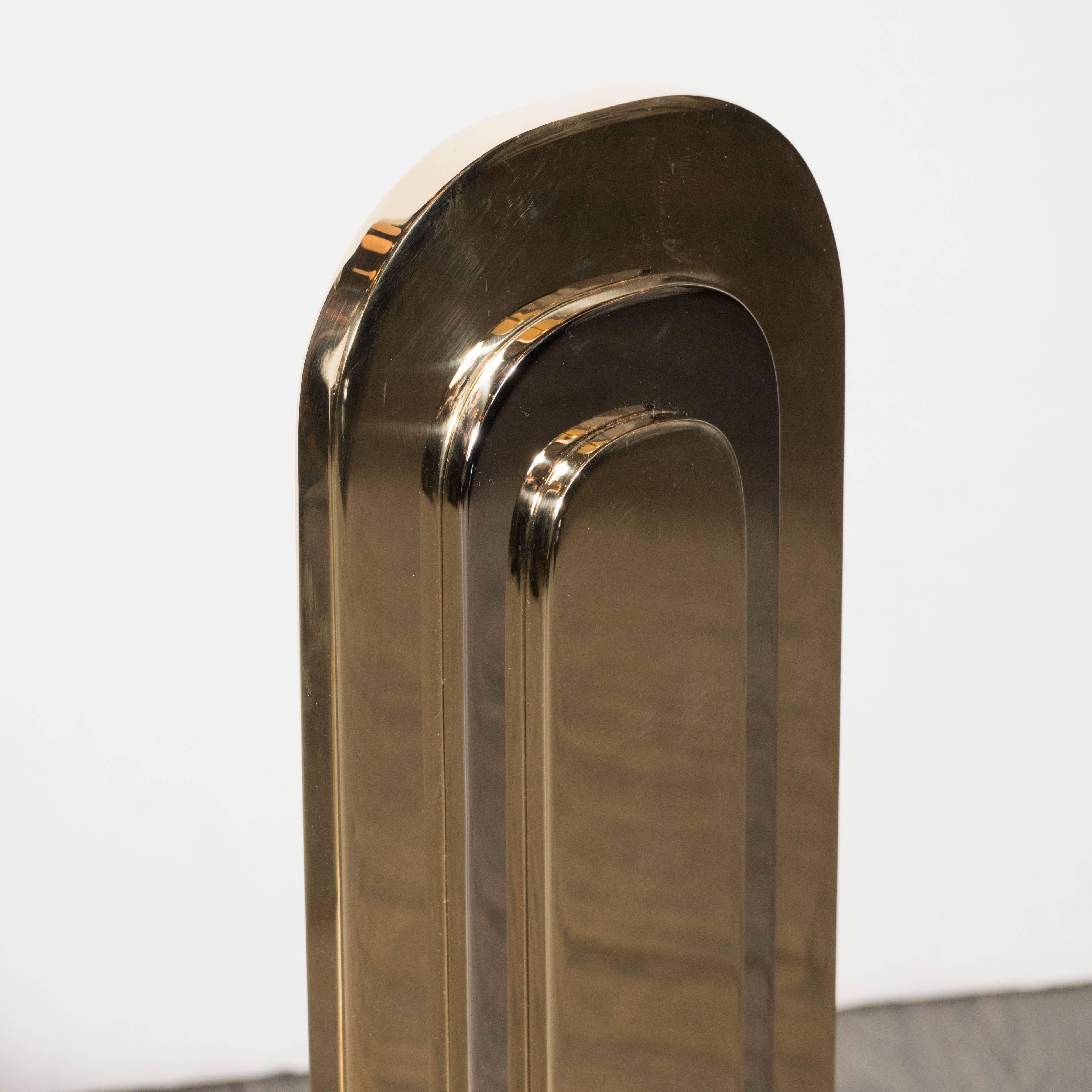 Andirones modernistas de latón pulido y níquel, diseño de Karl Springer Latón en venta