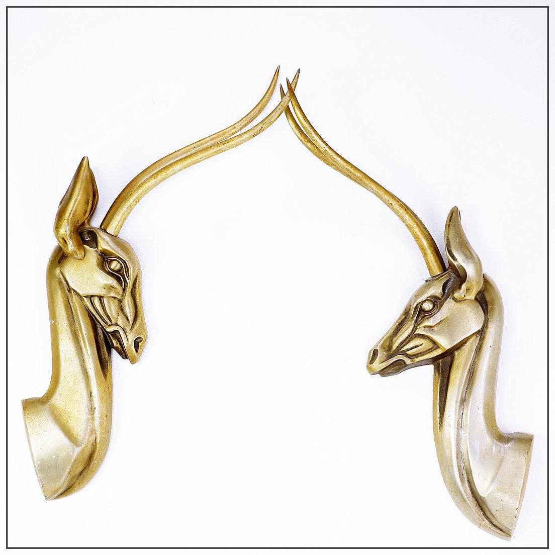 Modernist Anodized Aluminum Gazelle Wall Sculpture Pair by Pendergast - 1960s For Sale 5