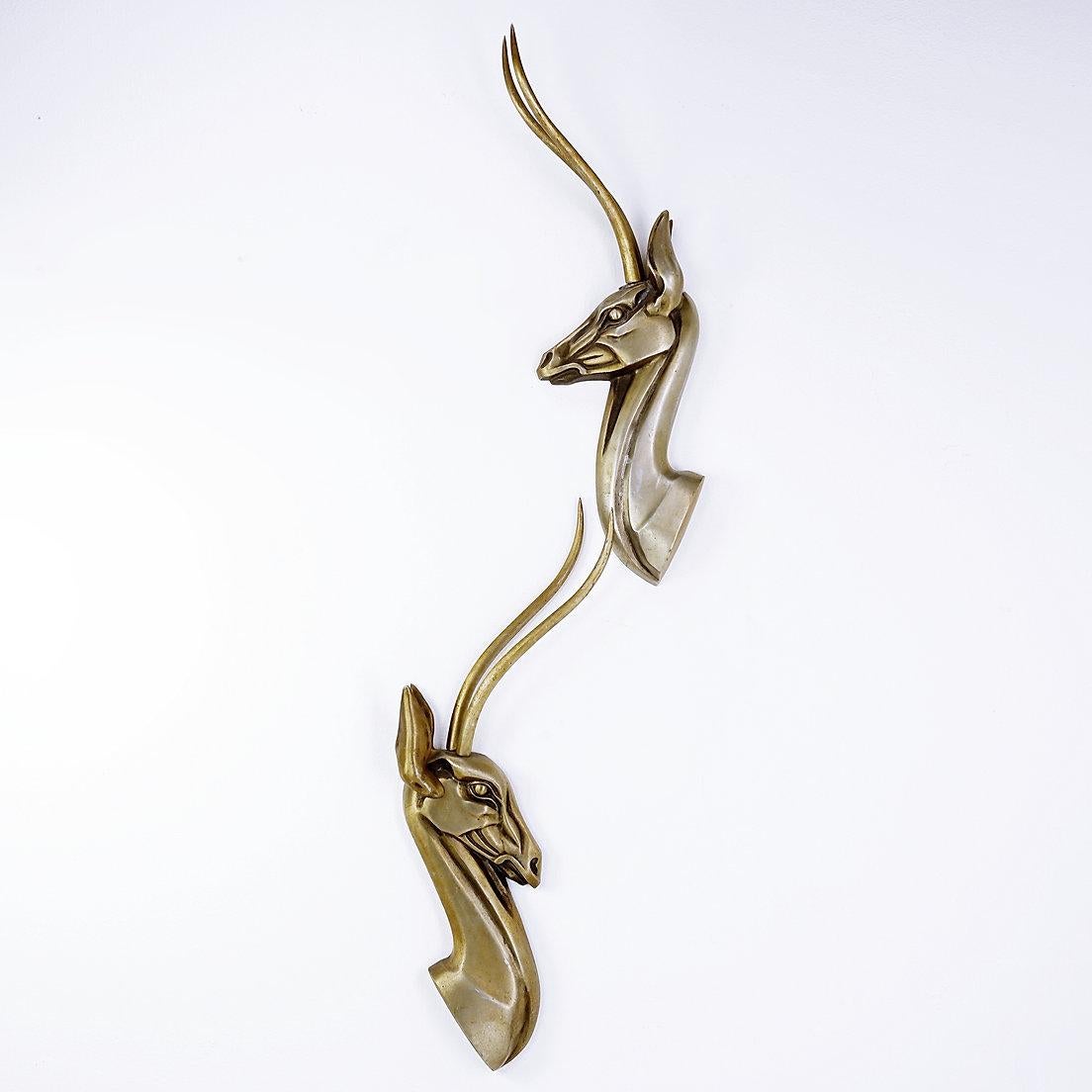 Modernist Anodized Aluminum Gazelle Wall Sculpture Pair by Pendergast - 1960s For Sale 6