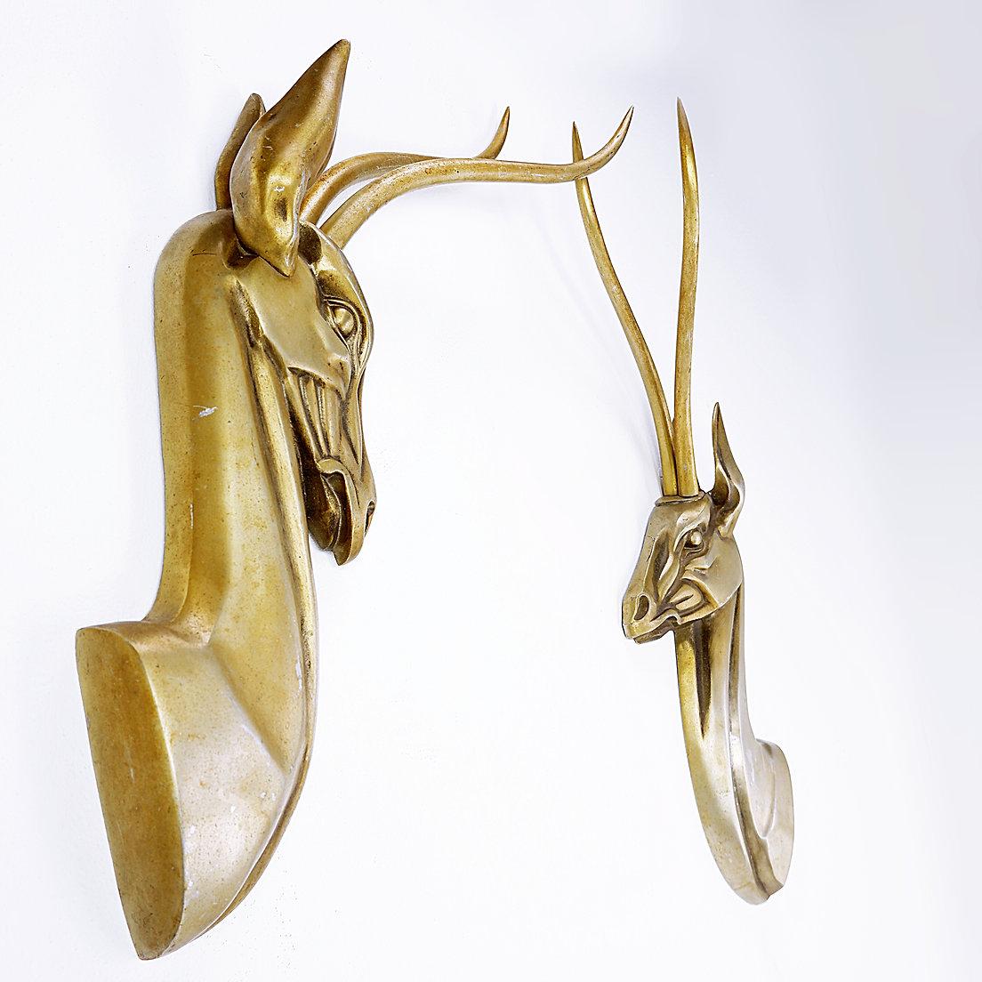 Modernist Anodized Aluminum Gazelle Wall Sculpture Pair by Pendergast - 1960s In Good Condition For Sale In Linkebeek, BE