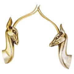 Modernist Anodized Aluminum Gazelle Wall Sculpture Pair by Pendergast - 1960s