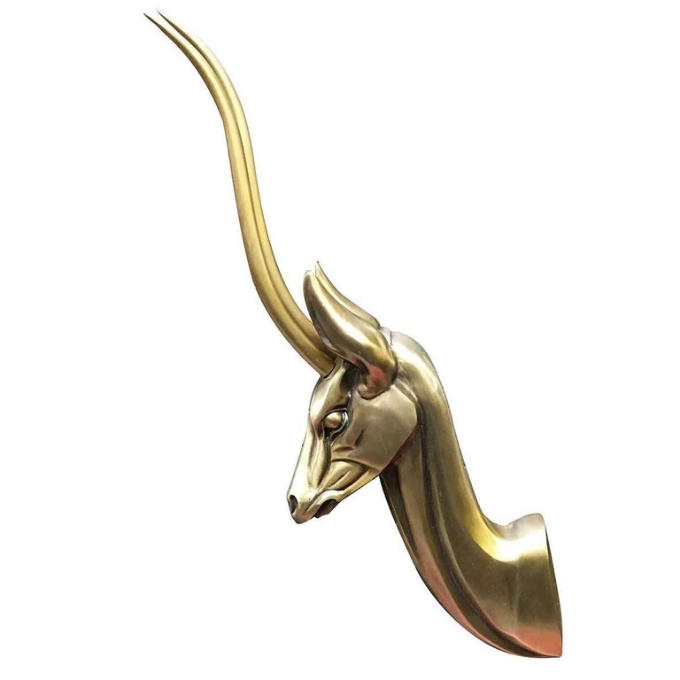 Highly detailed anodized aluminum Gazelle wall sculptures pair designed by Jacques Richard for Pendergast Products featuring two Gazelle. 

Molded hooks on the verso to facilitate in hanging.

 