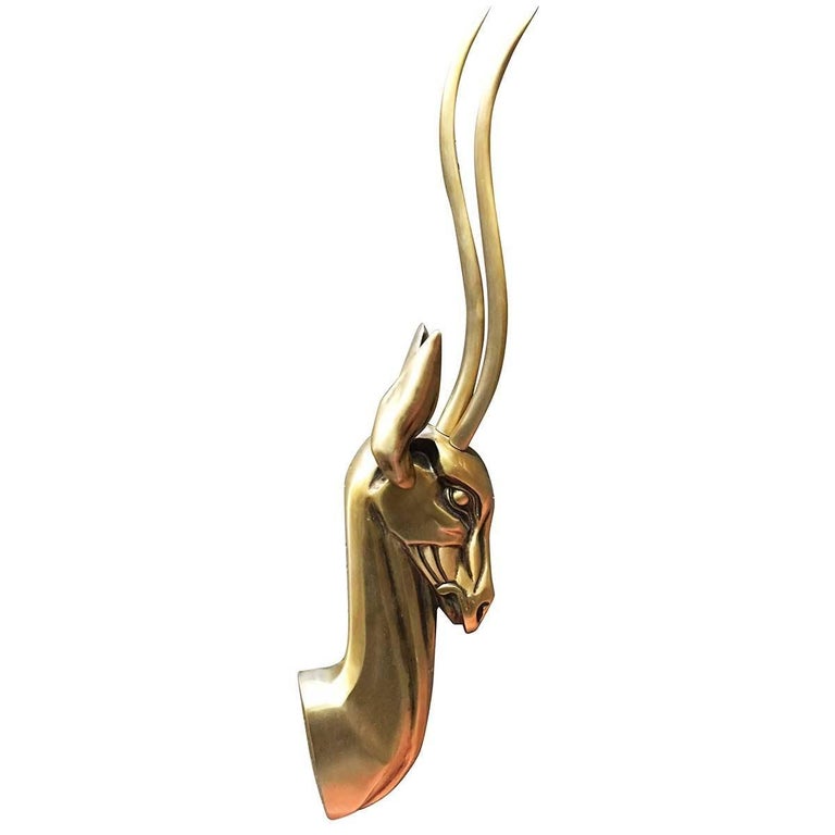 Mid-Century Modern Modernist Anodized Aluminum Gazelle Wall Sculpture Pair by Pendergast For Sale
