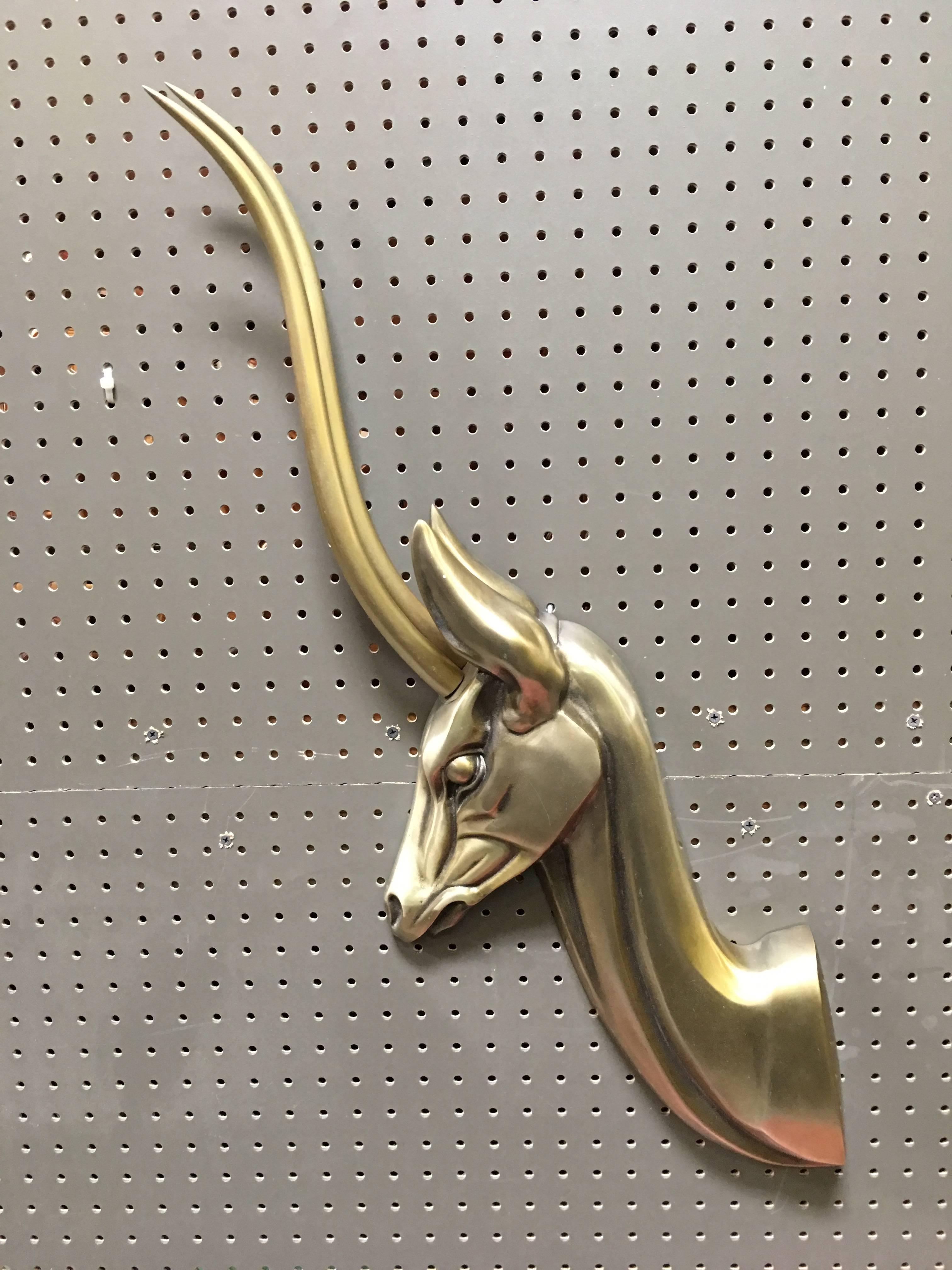 American Modernist Anodized Aluminum Gazelle Wall Sculpture Pair by Pendergast For Sale