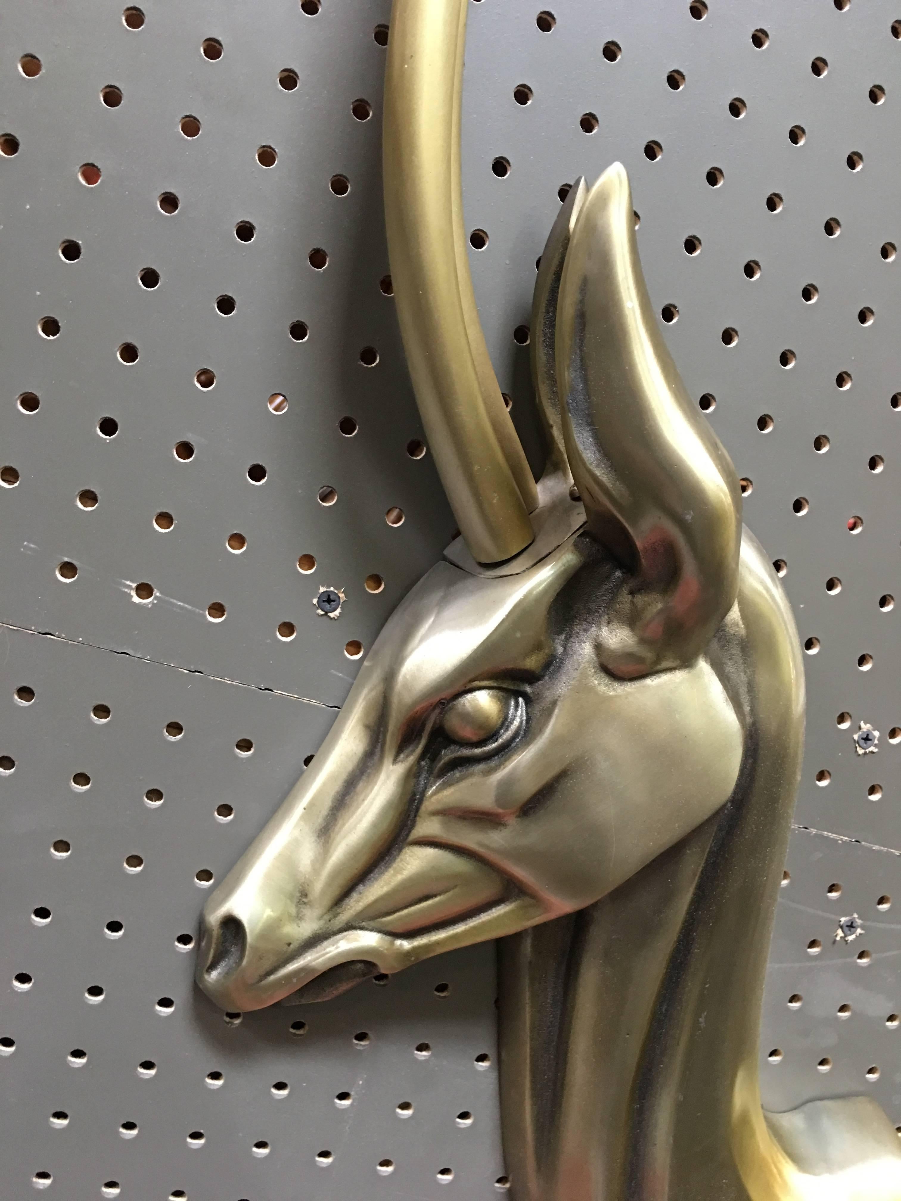 Modernist Anodized Aluminum Gazelle Wall Sculpture Pair by Pendergast In Excellent Condition For Sale In Van Nuys, CA