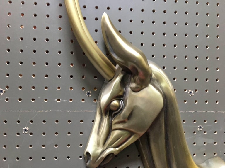 Modernist Anodized Aluminum Gazelle Wall Sculpture Pair by Pendergast For Sale 1