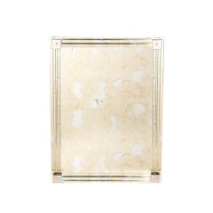 A medida para Espejo Antiguo Modernista Deco de Alto Estilo con Barras de Cristal y Níquel
