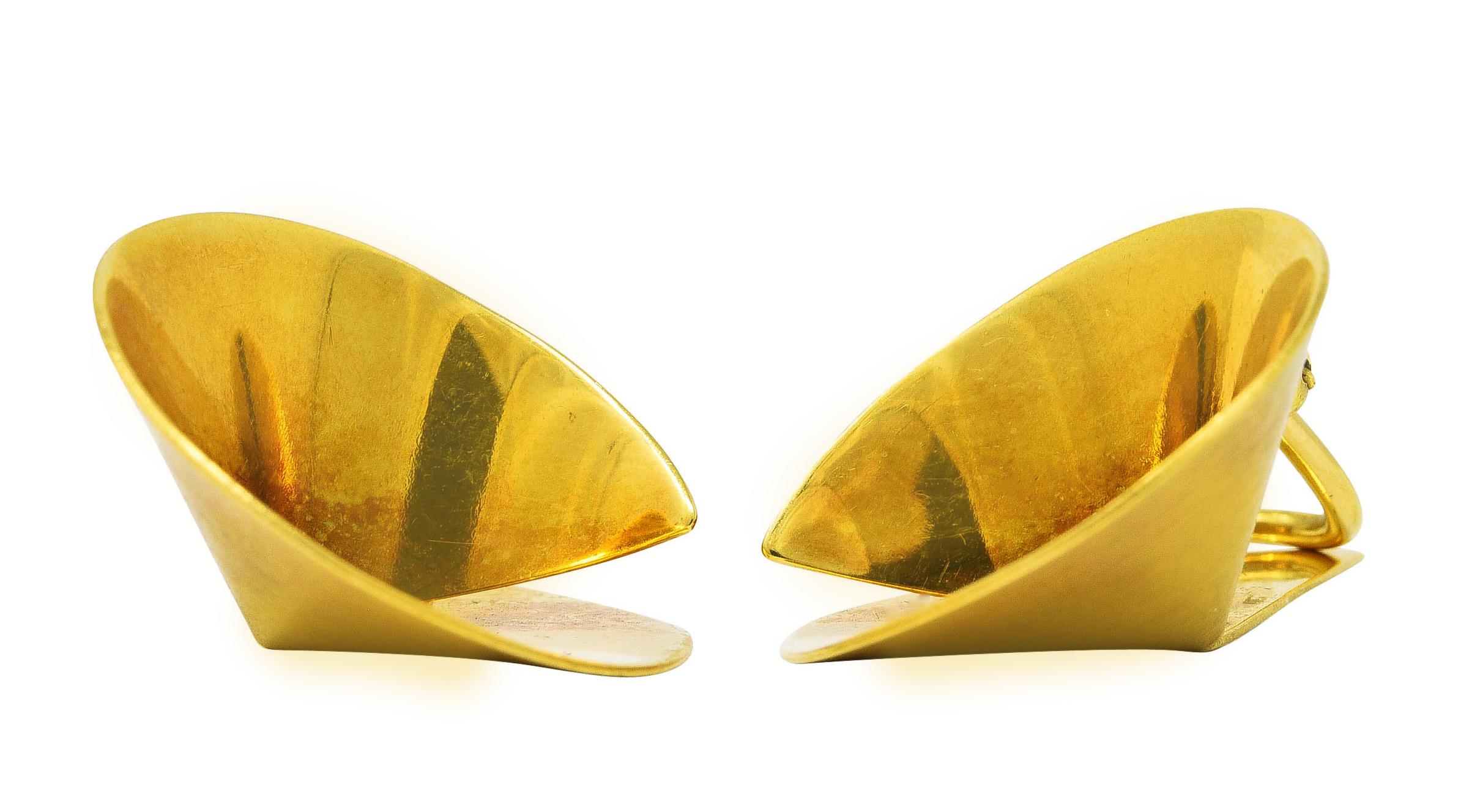 Modernist Antonio Bernardo 18 Karat Yellow Gold Sculptural Ear-Clip Earrings 2
