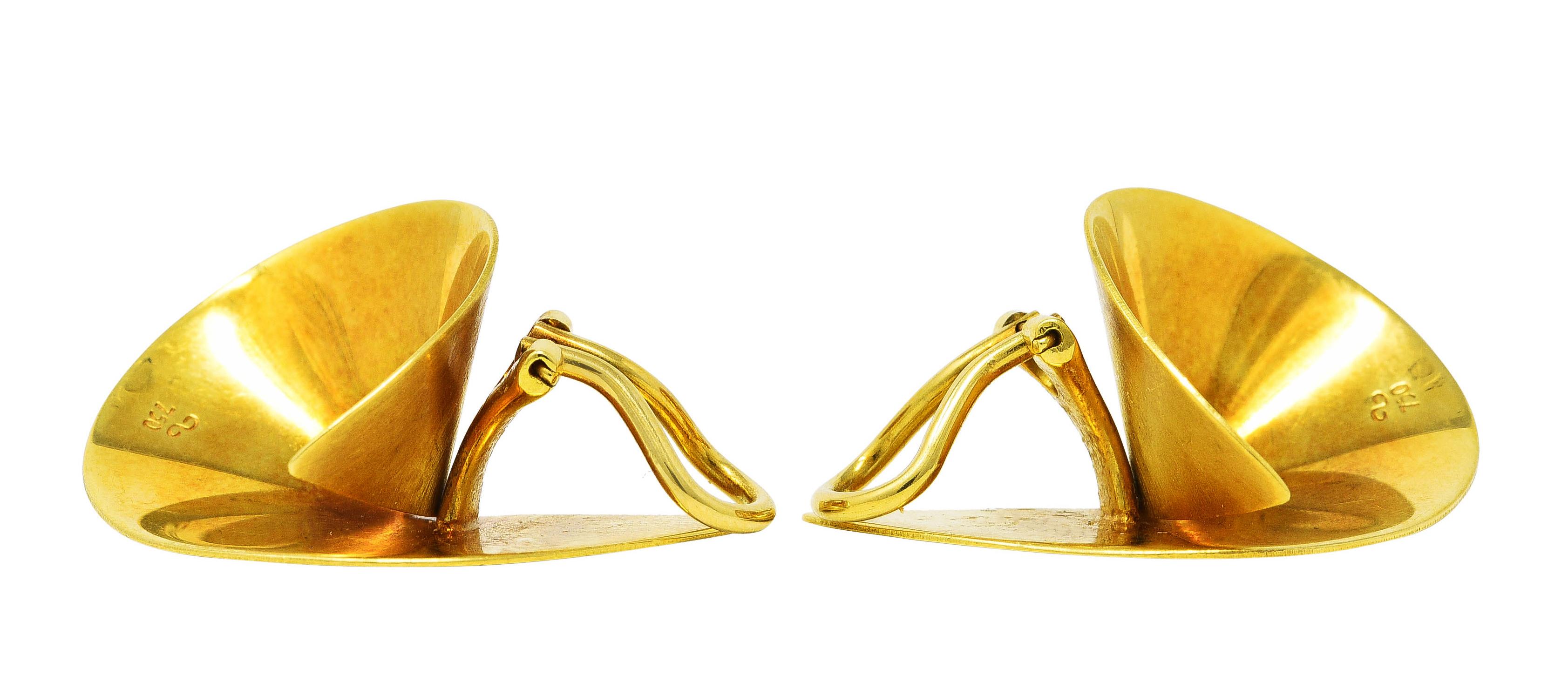Modernist Antonio Bernardo 18 Karat Yellow Gold Sculptural Ear-Clip Earrings 3