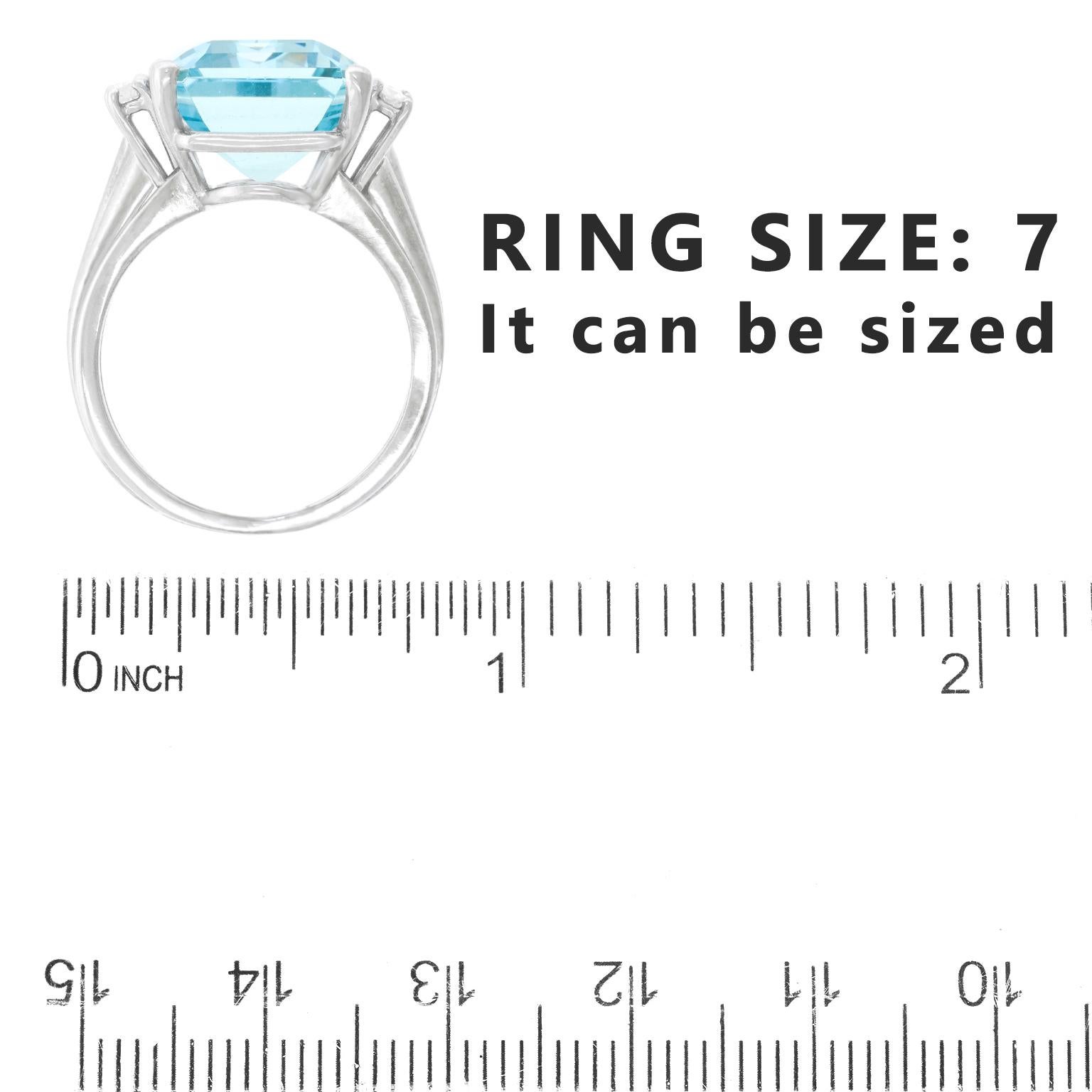 Modernist Aquamarine and Diamond-set White Gold Ring For Sale 1