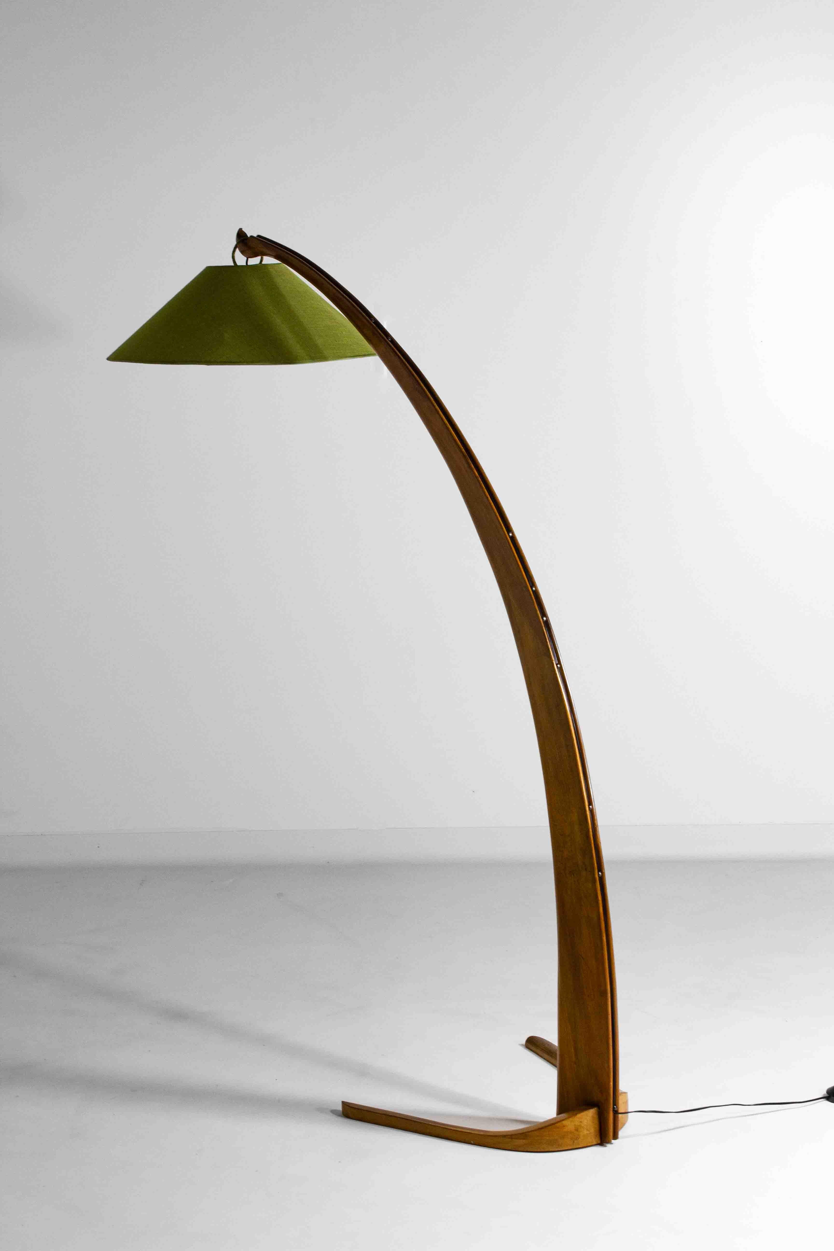 Italian Modernist 'Arc' floor lamp in walnut, Italy 1950s