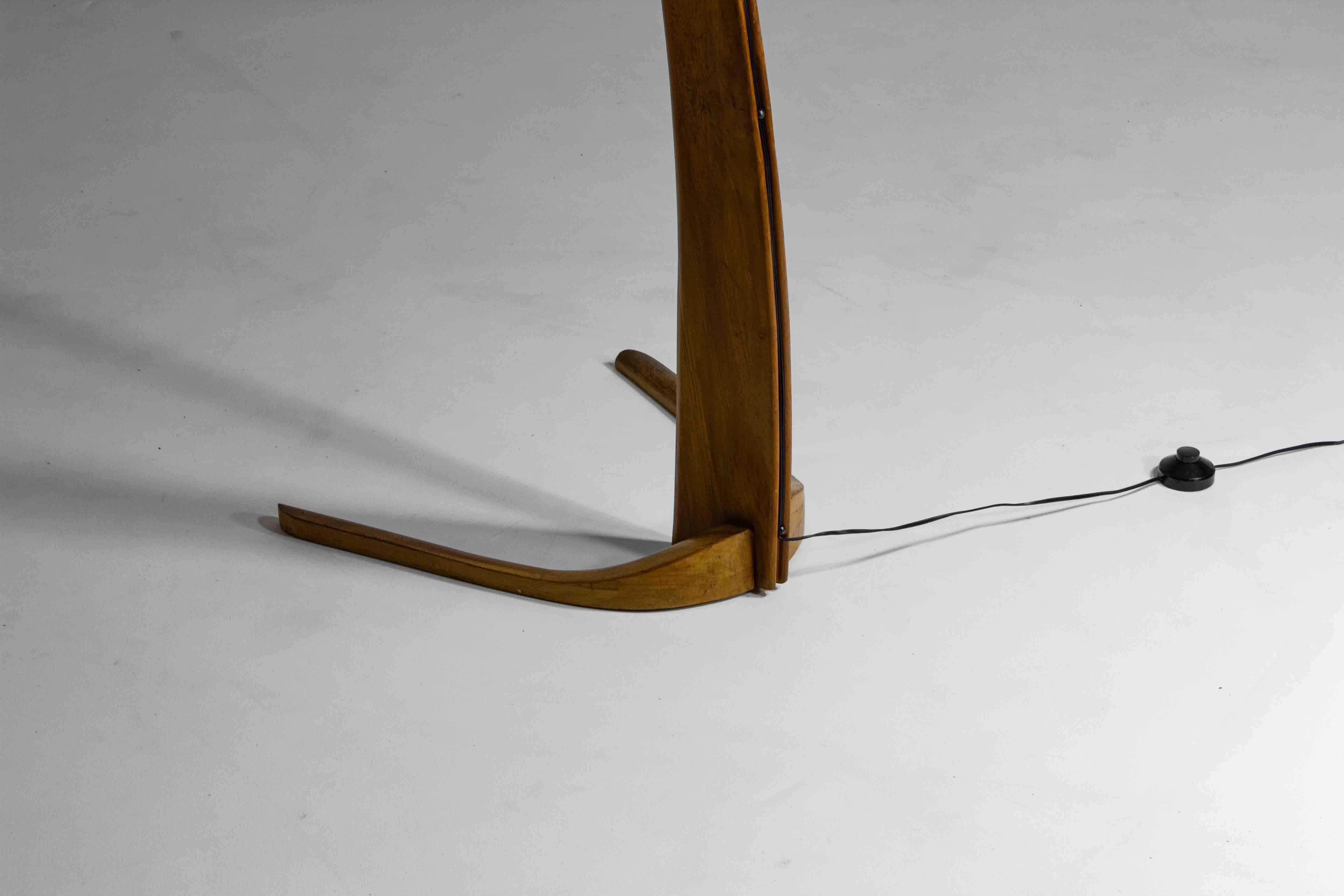 Mid-20th Century Modernist 'Arc' floor lamp in walnut, Italy 1950s