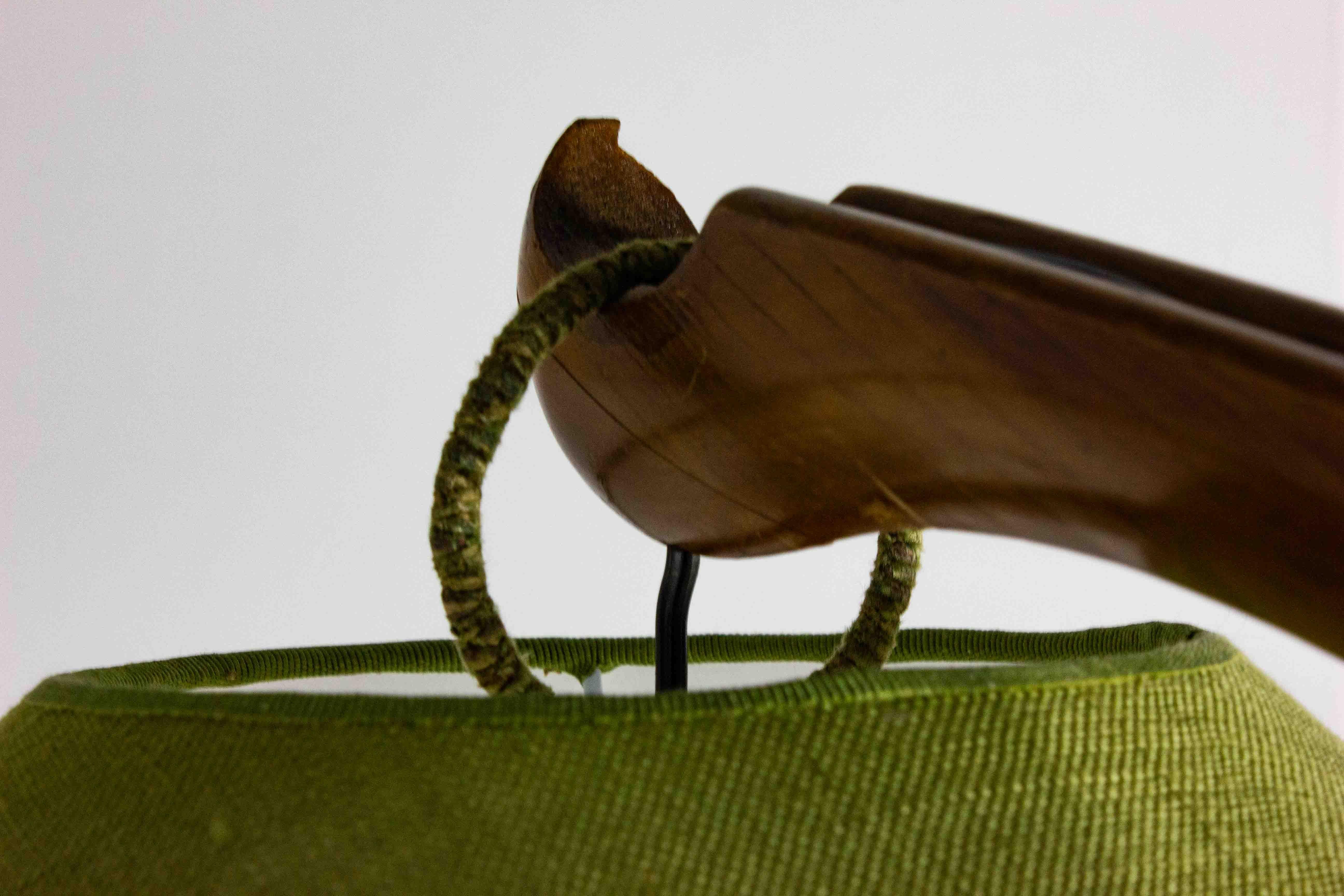 Modernist 'Arc' floor lamp in walnut, Italy 1950s 1