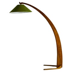 Modernist 'Arc' floor lamp in walnut, Italy 1950s