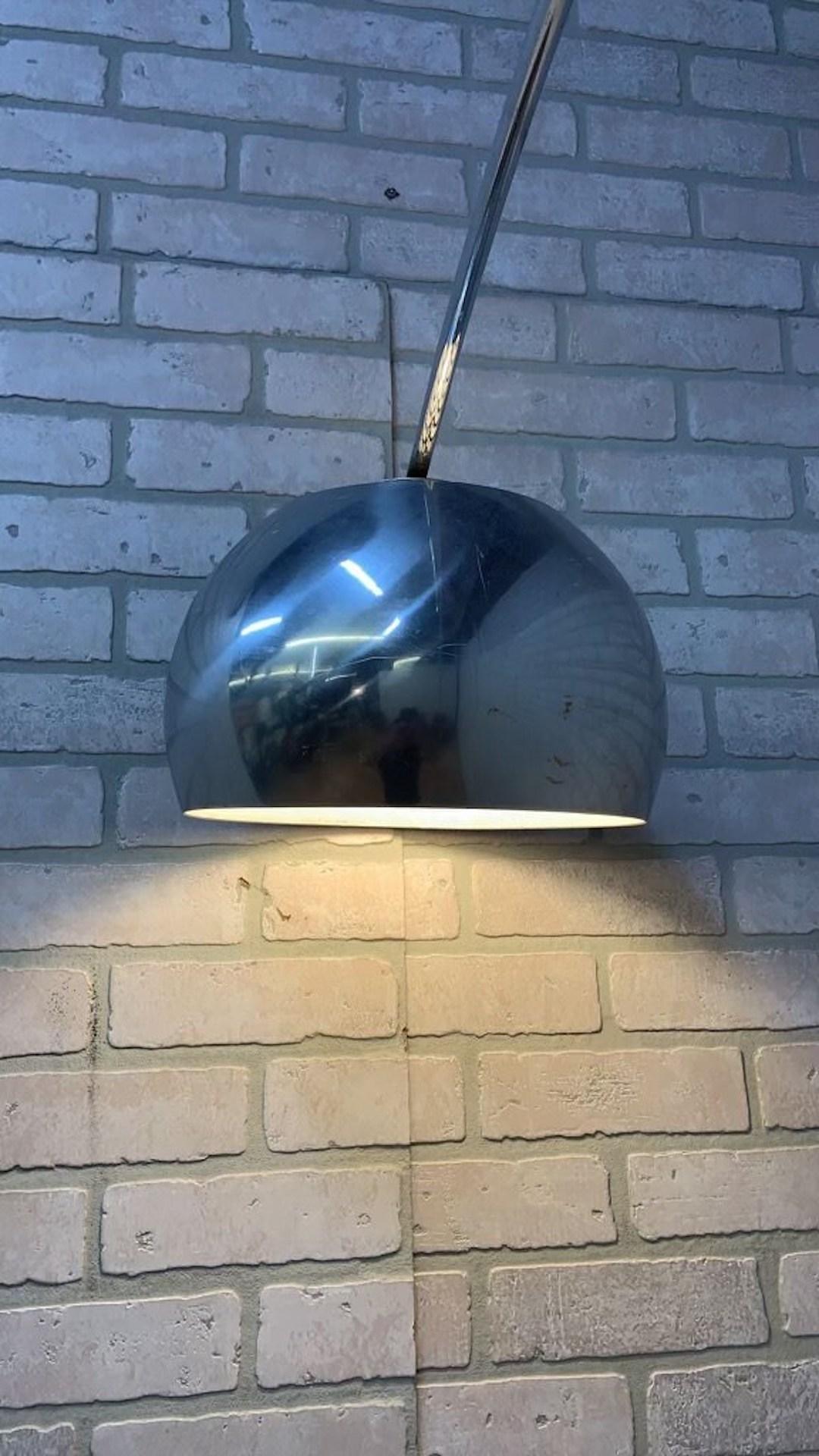 Metal Modernist Arc Lamp with Marble Base