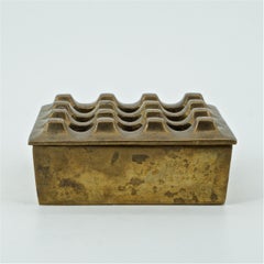 Modernist Architectural Brass Table Cigar Box Ashtray Cabinmodern Egg Crate