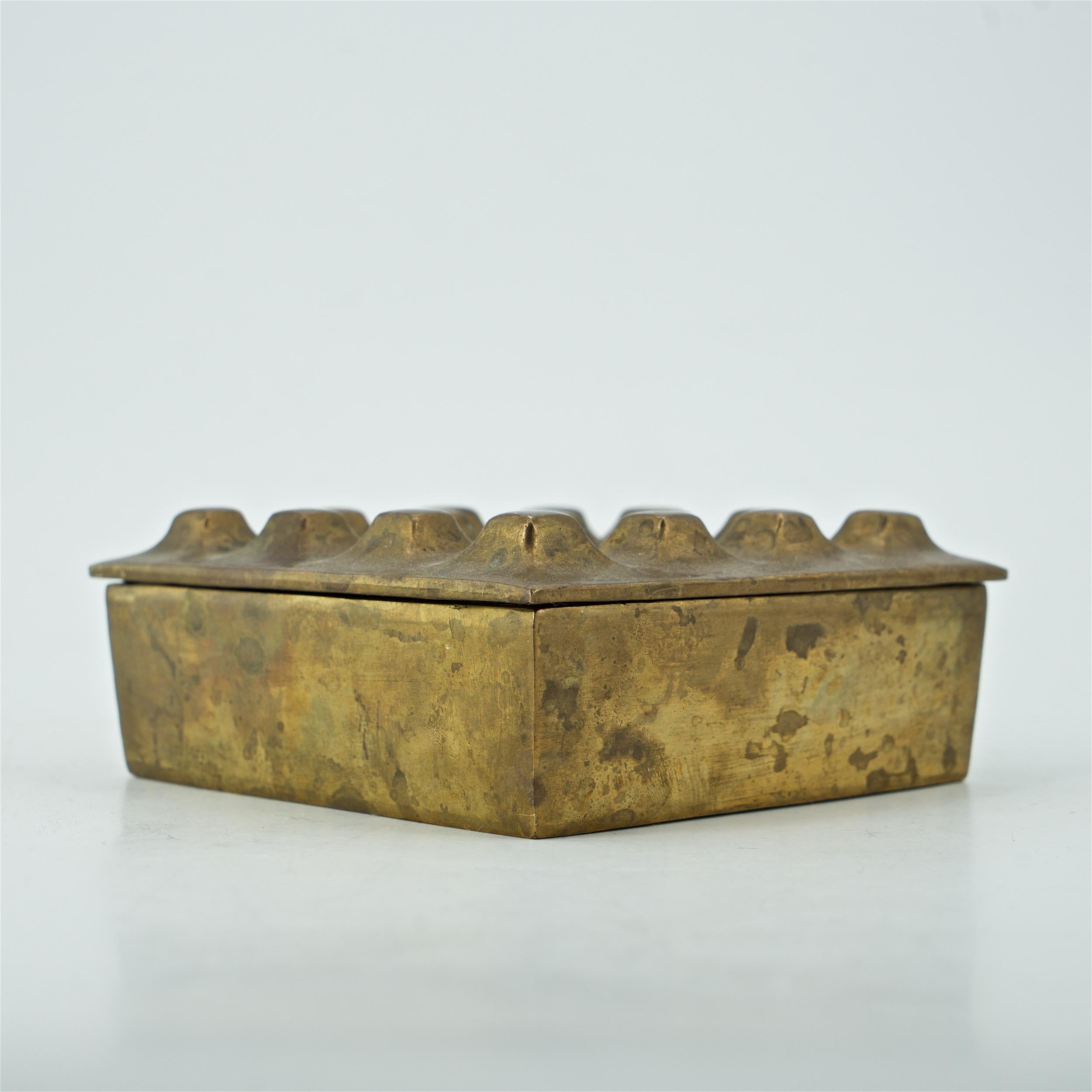 Mid-Century Modern Modernist Architectural Brass Table Cigar Box Ashtray Cabinmodern Egg Crate
