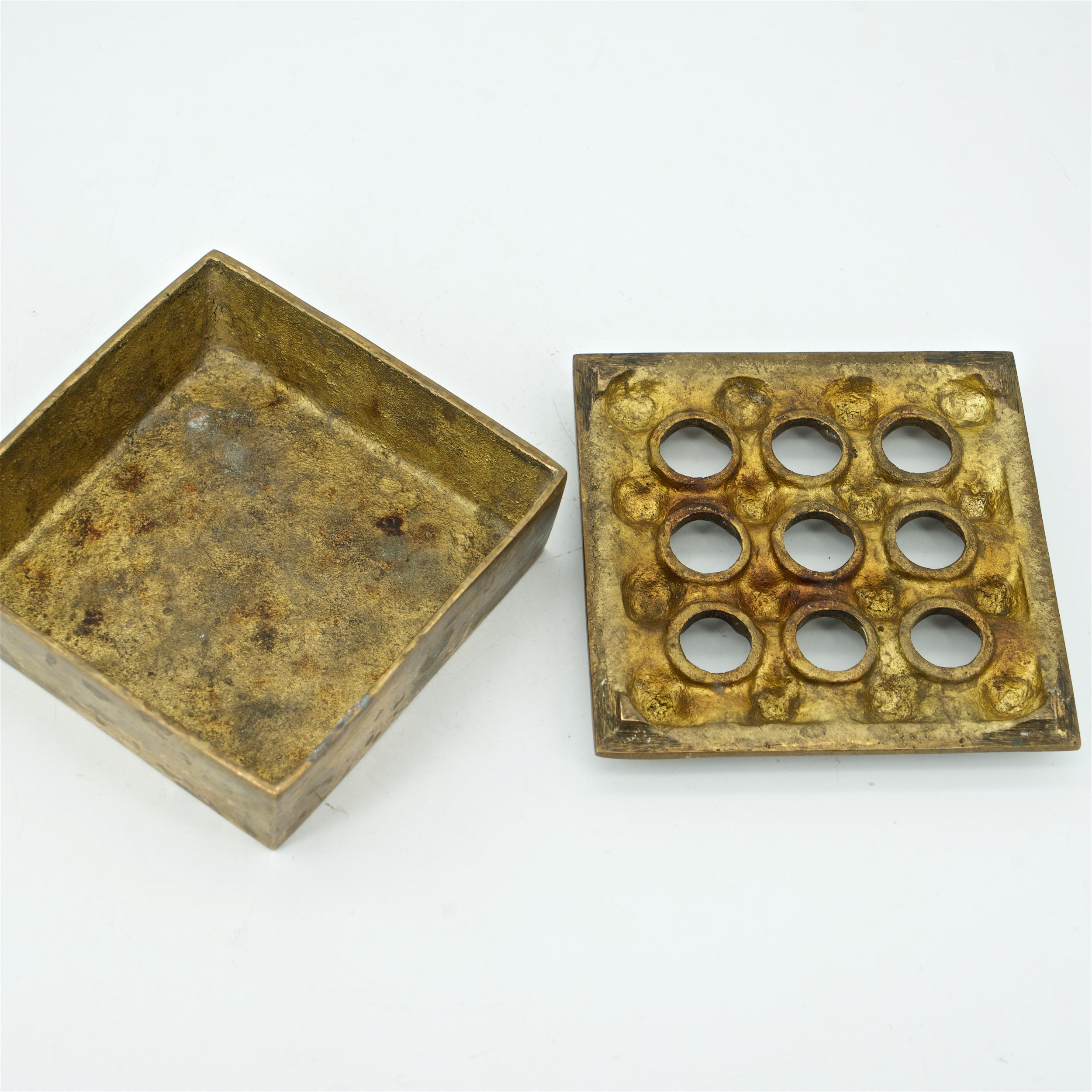 Indian Modernist Architectural Brass Table Cigar Box Ashtray Cabinmodern Egg Crate
