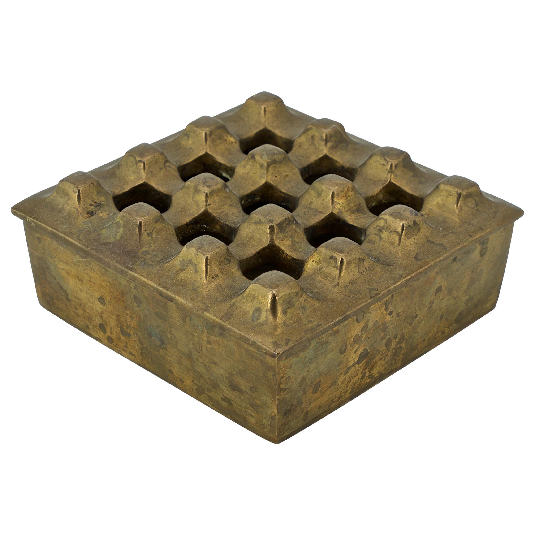 Modernist Architectural Brass Table Cigar Box Ashtray Cabinmodern Egg Crate