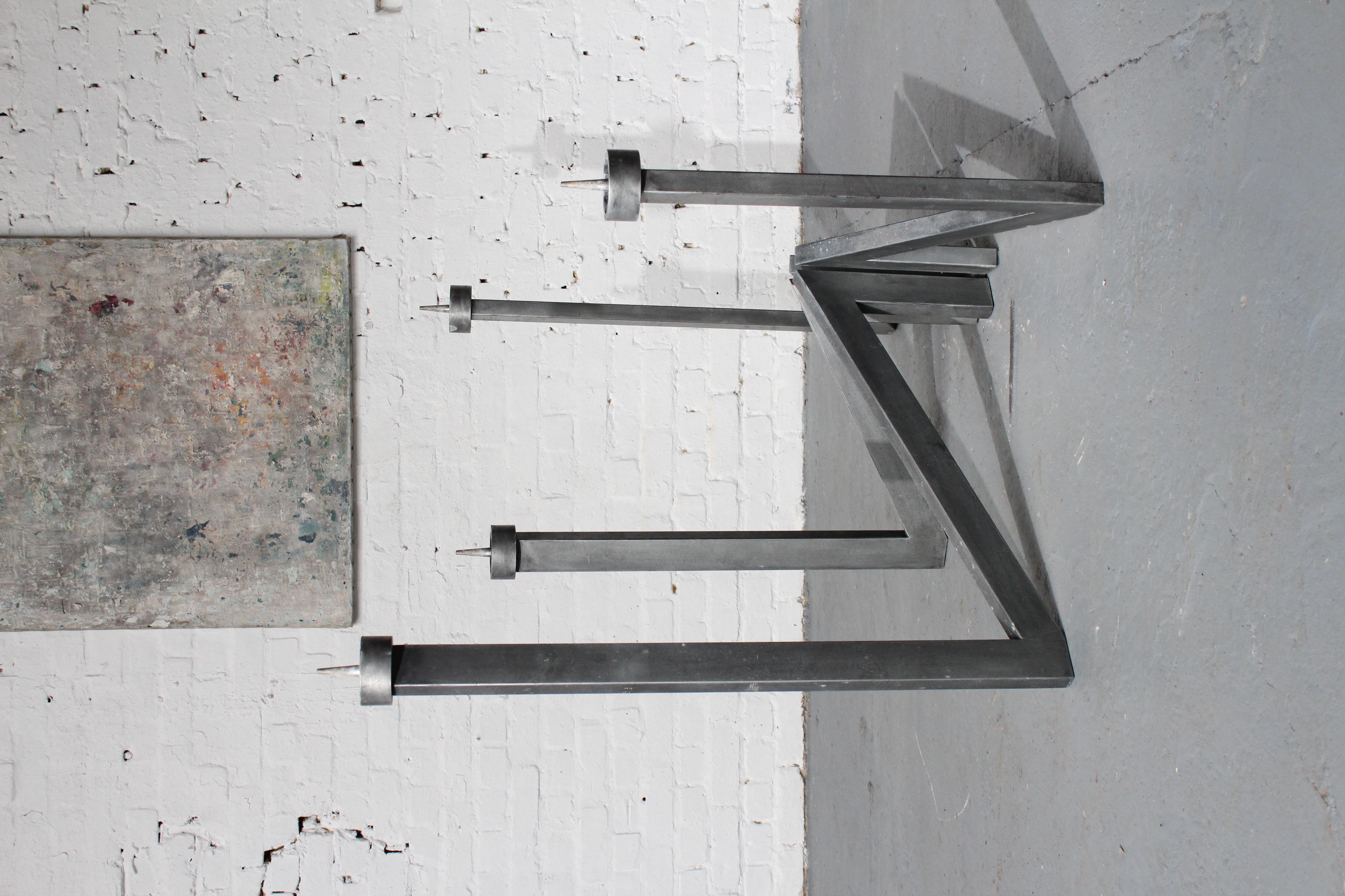 Welded Modernist architectural candlestick by Roger Bonduel For Sale