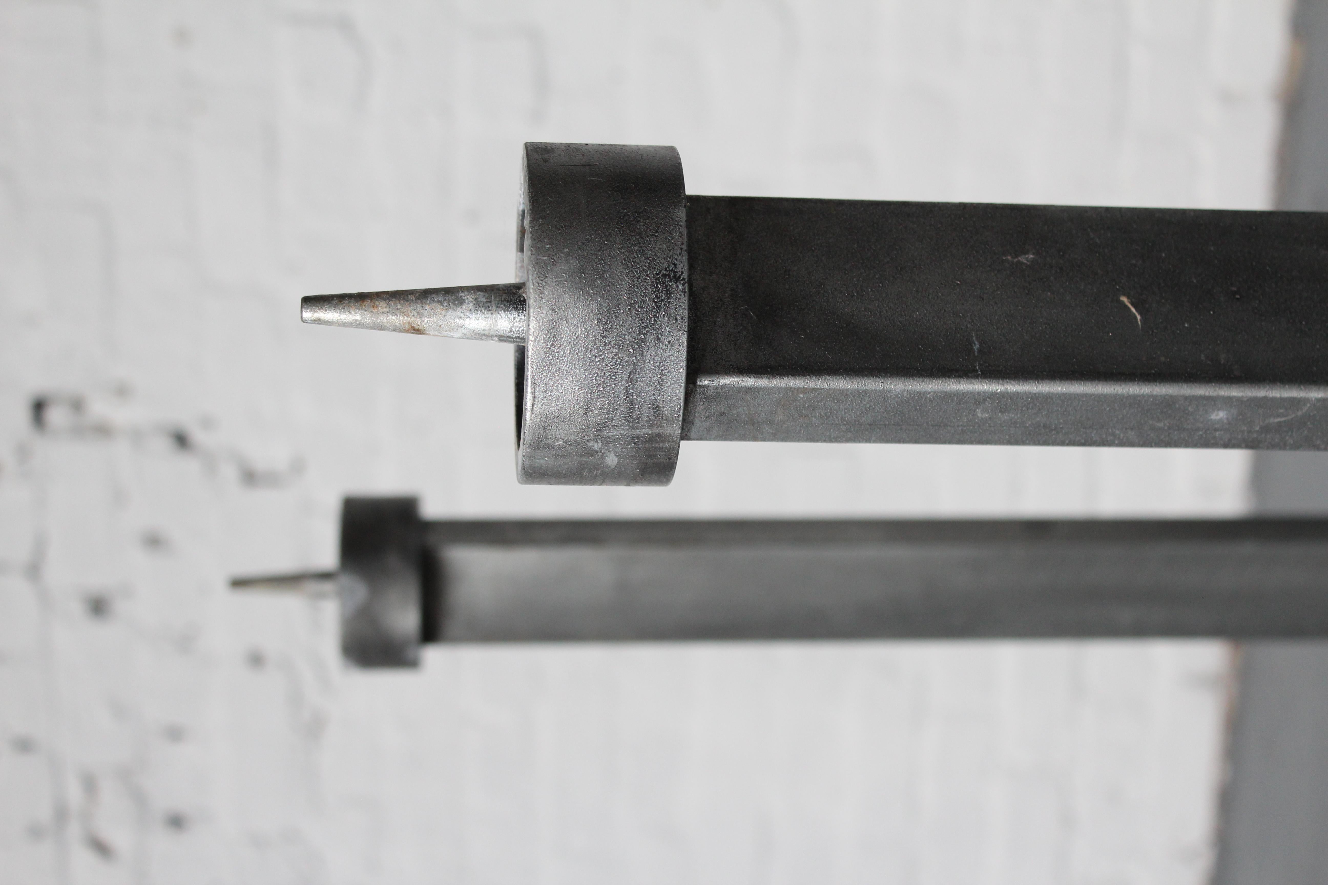 Metal Modernist architectural candlestick by Roger Bonduel For Sale