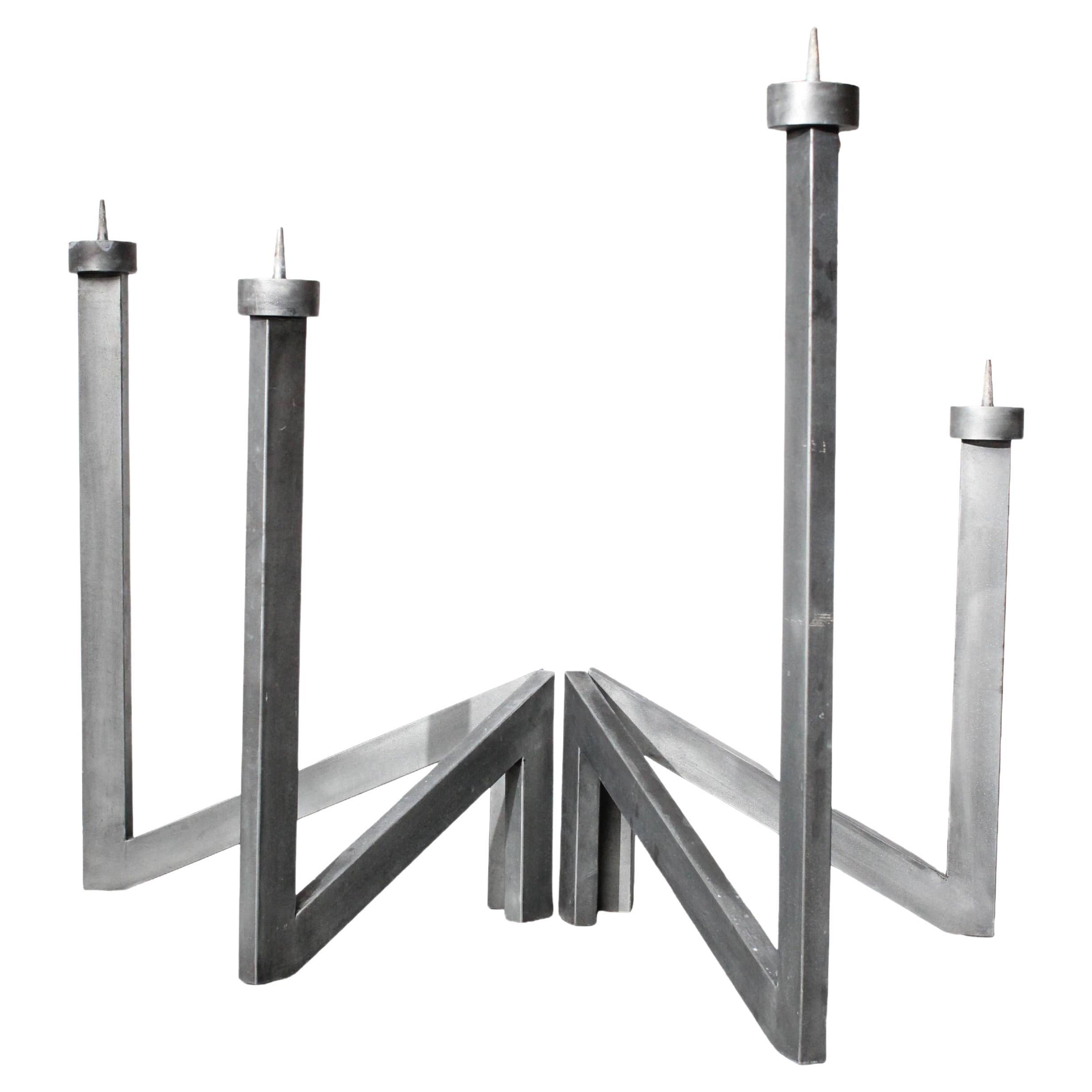 Modernist architectural candlestick by Roger Bonduel For Sale