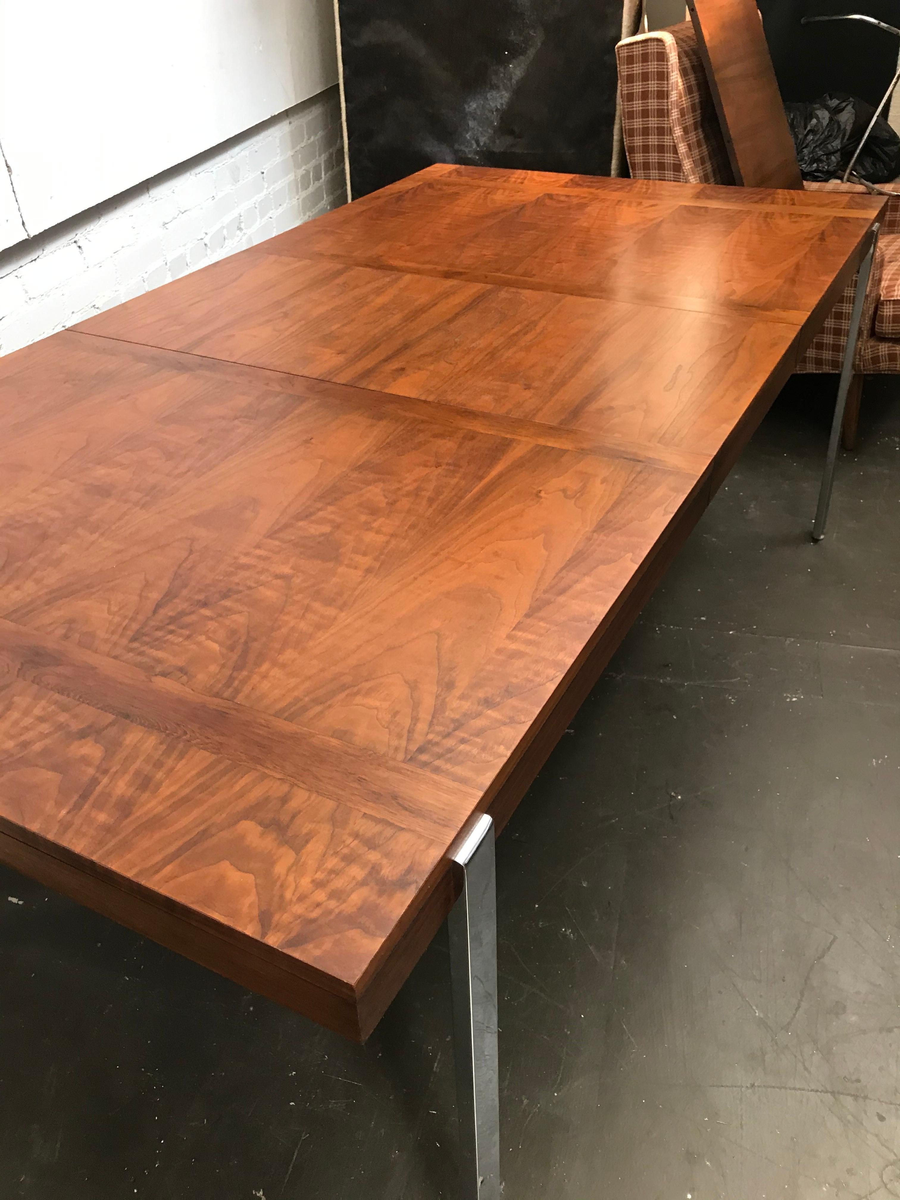 Modernist Architectural Dining Table in Walnut Rosewood and Chrome 4