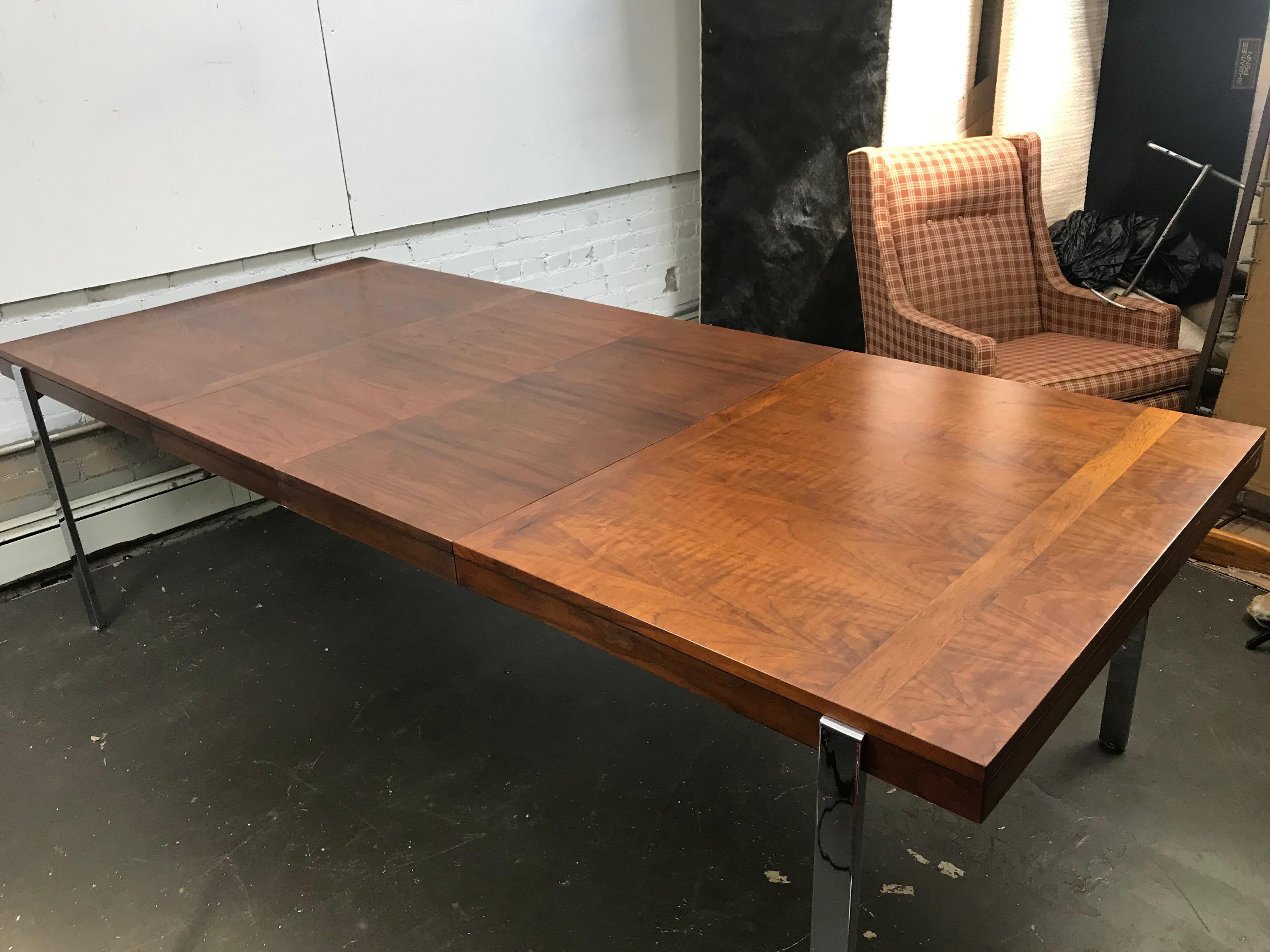 Modernist Architectural Dining Table in Walnut Rosewood and Chrome 5