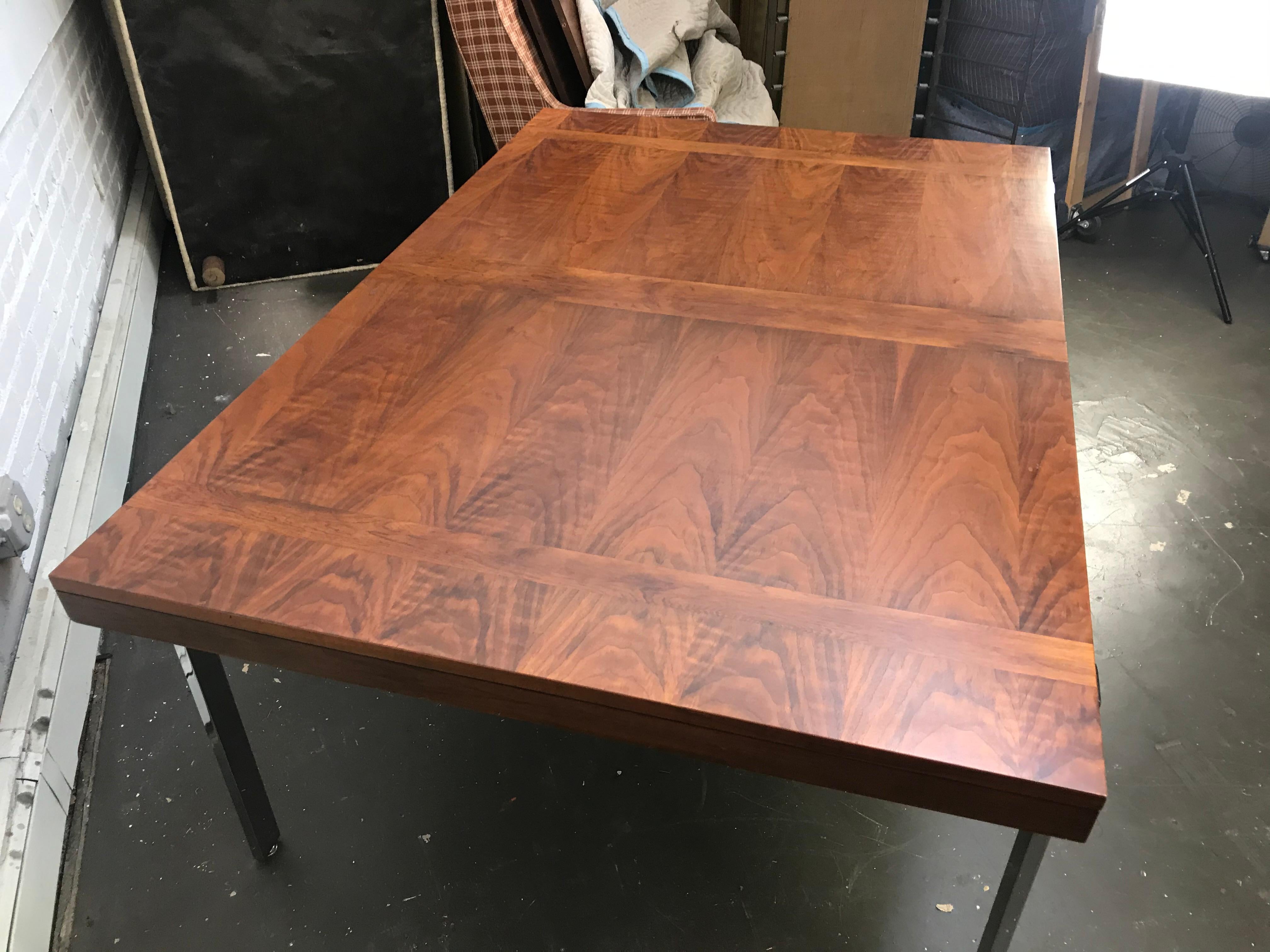 Mid-Century Modern Modernist Architectural Dining Table in Walnut Rosewood and Chrome