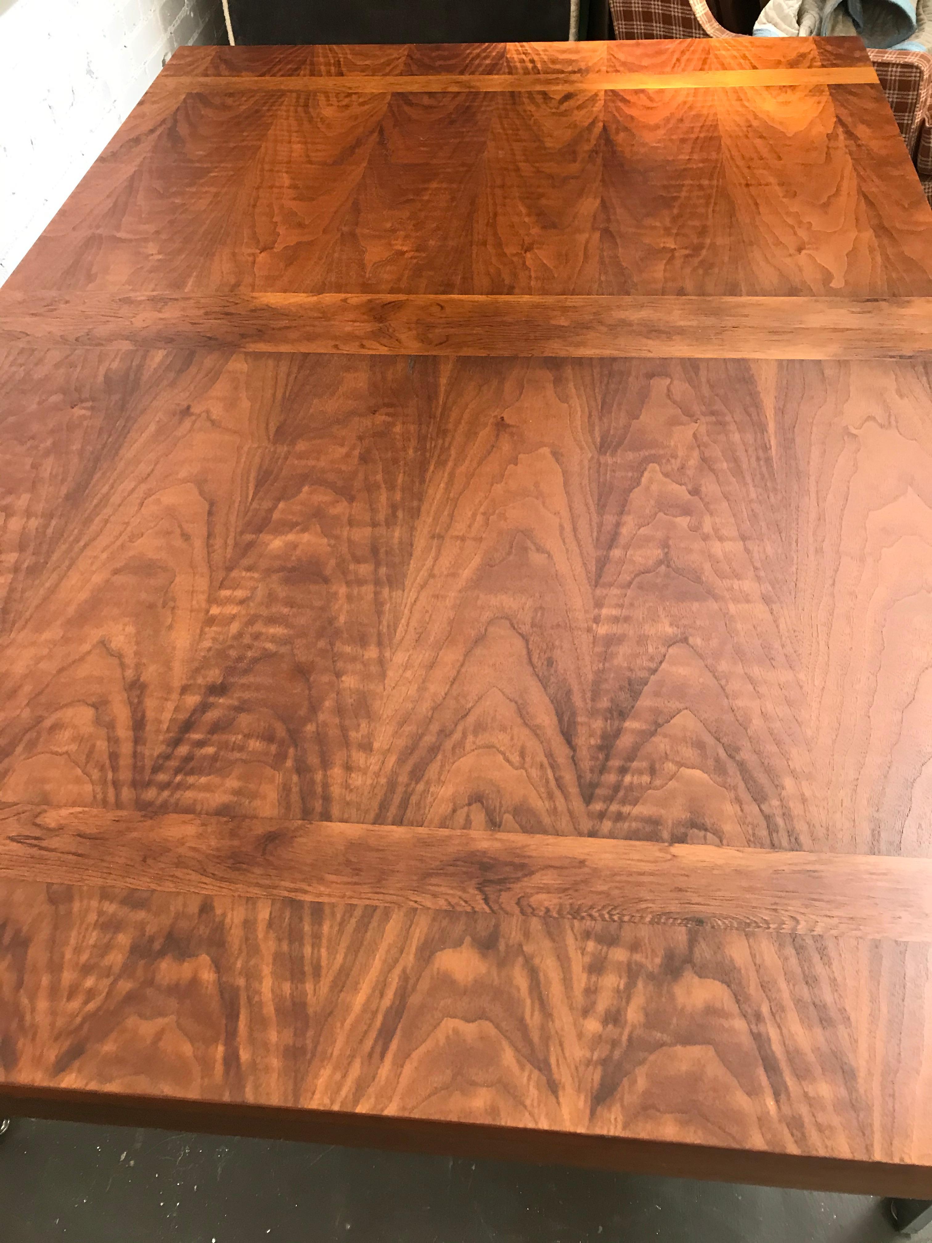 Mid-20th Century Modernist Architectural Dining Table in Walnut Rosewood and Chrome
