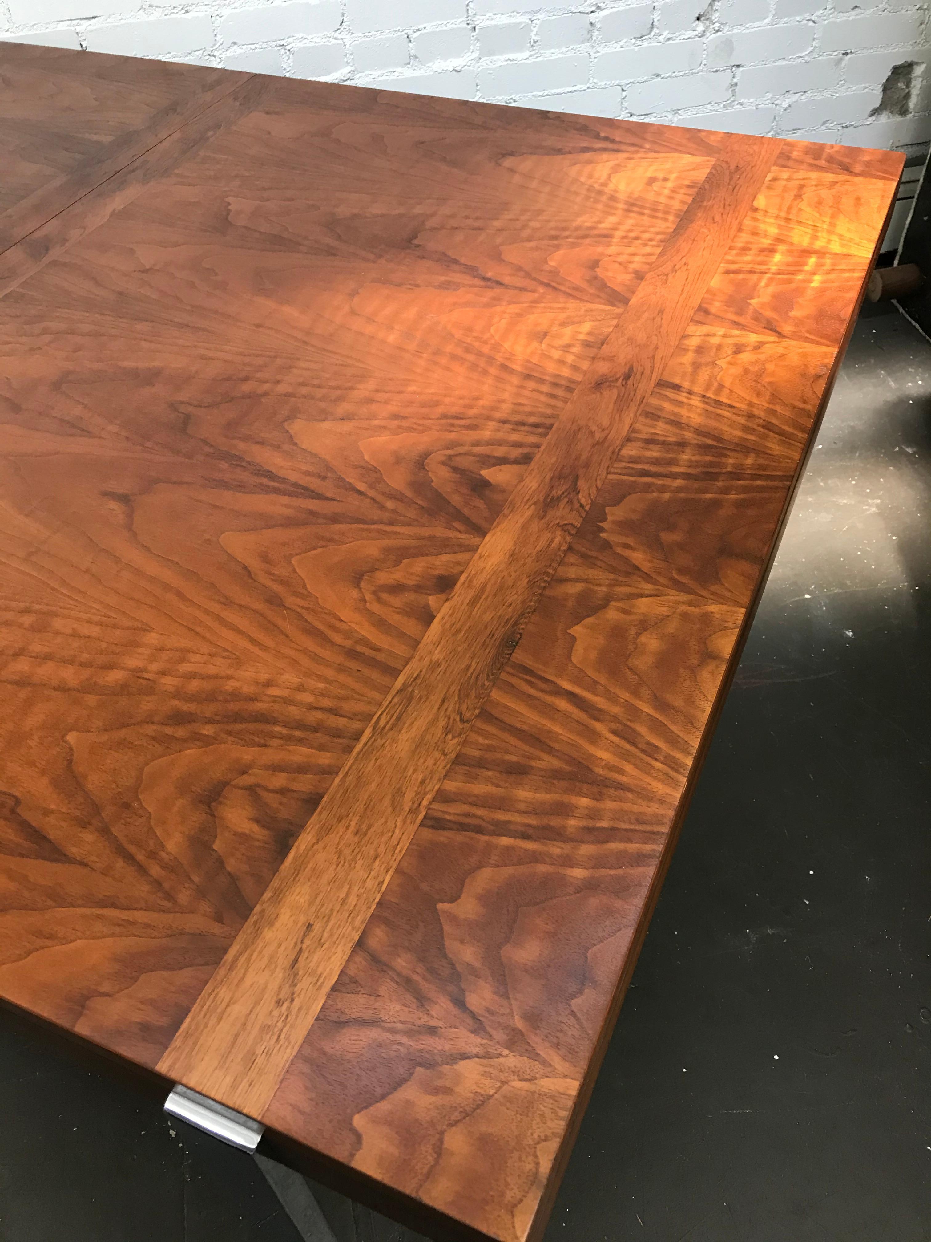 Modernist Architectural Dining Table in Walnut Rosewood and Chrome 2