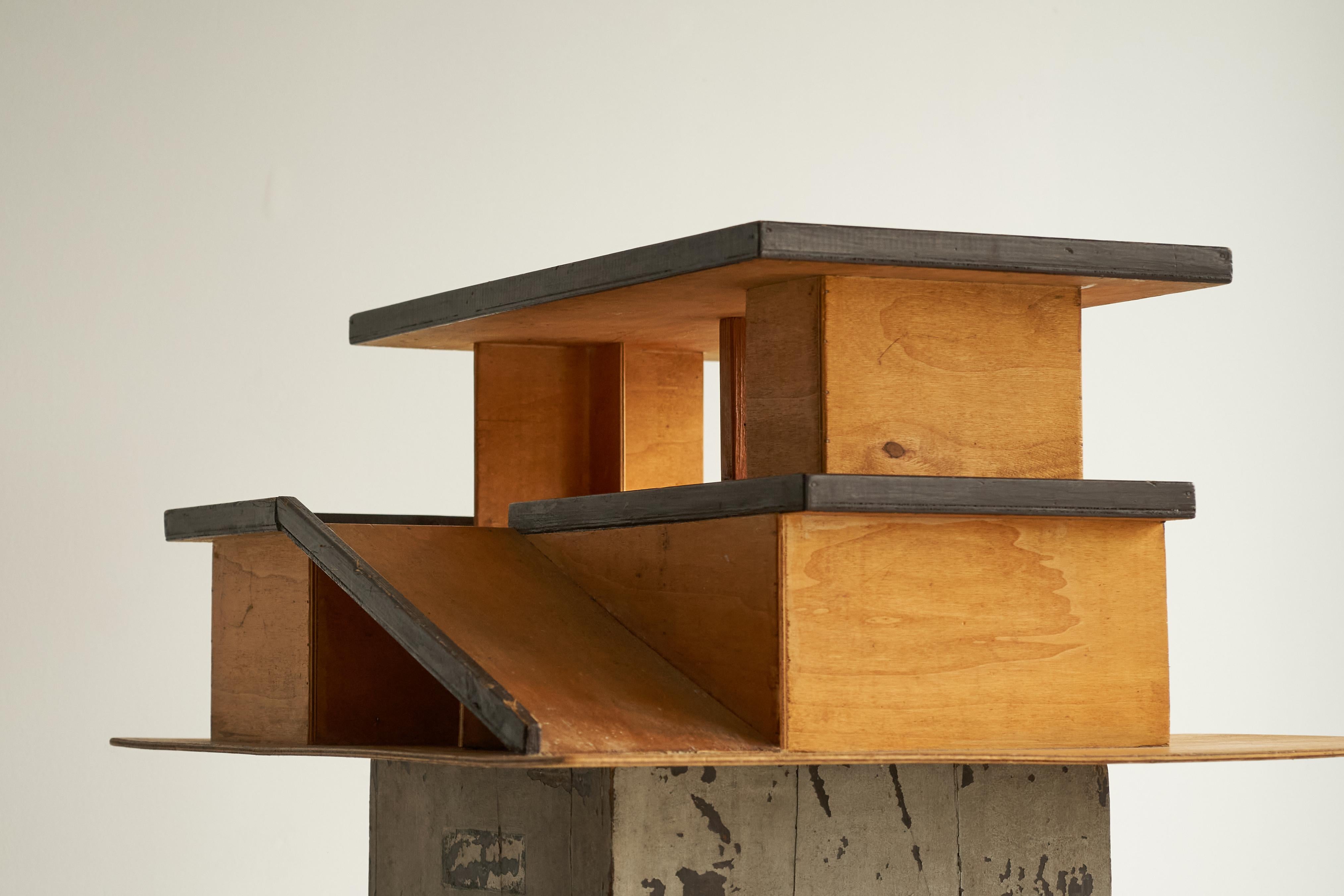 Modernist Architectural Model in Stained Plywood 1950s For Sale 2