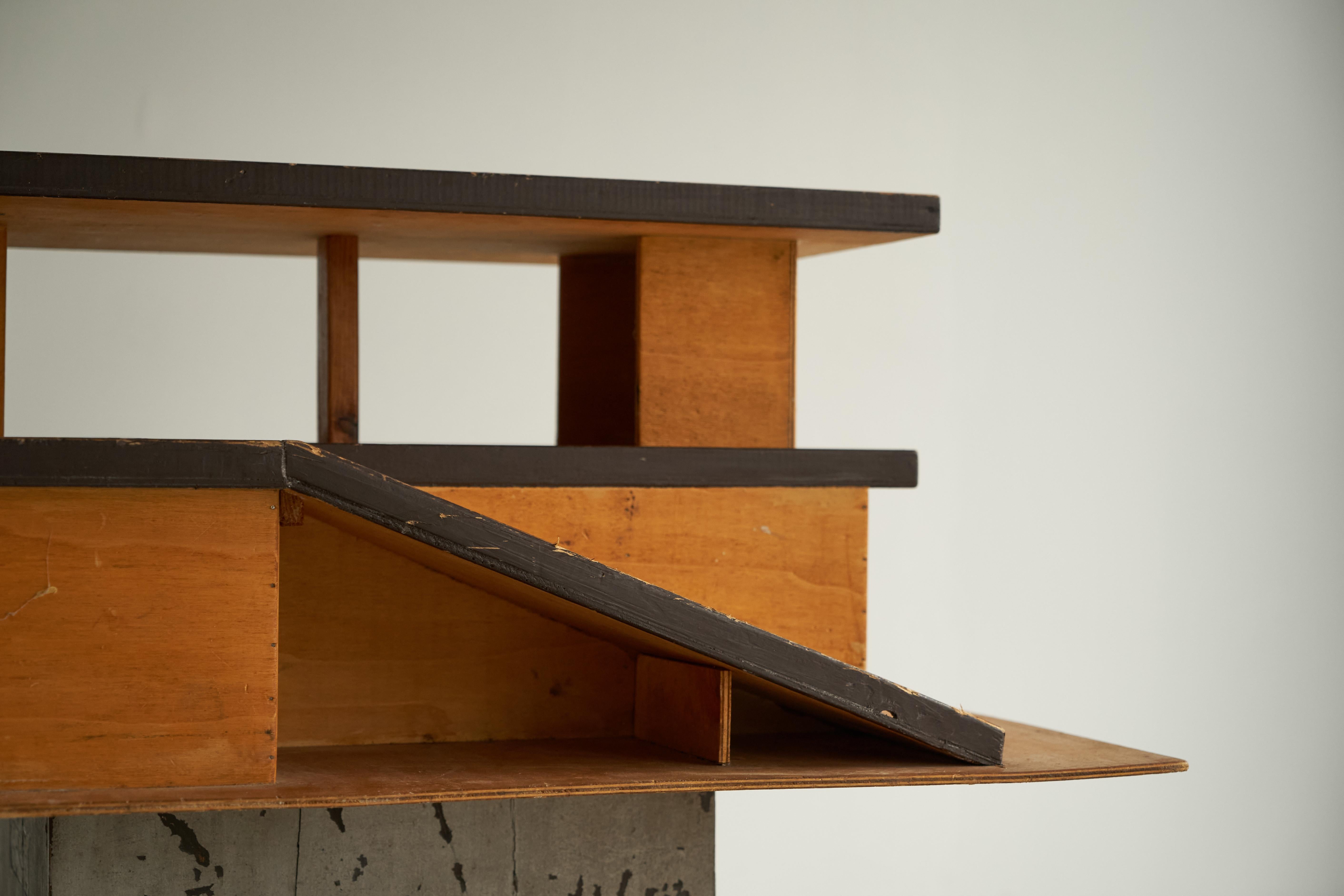 Modernist Architectural Model in Stained Plywood 1950s For Sale 4