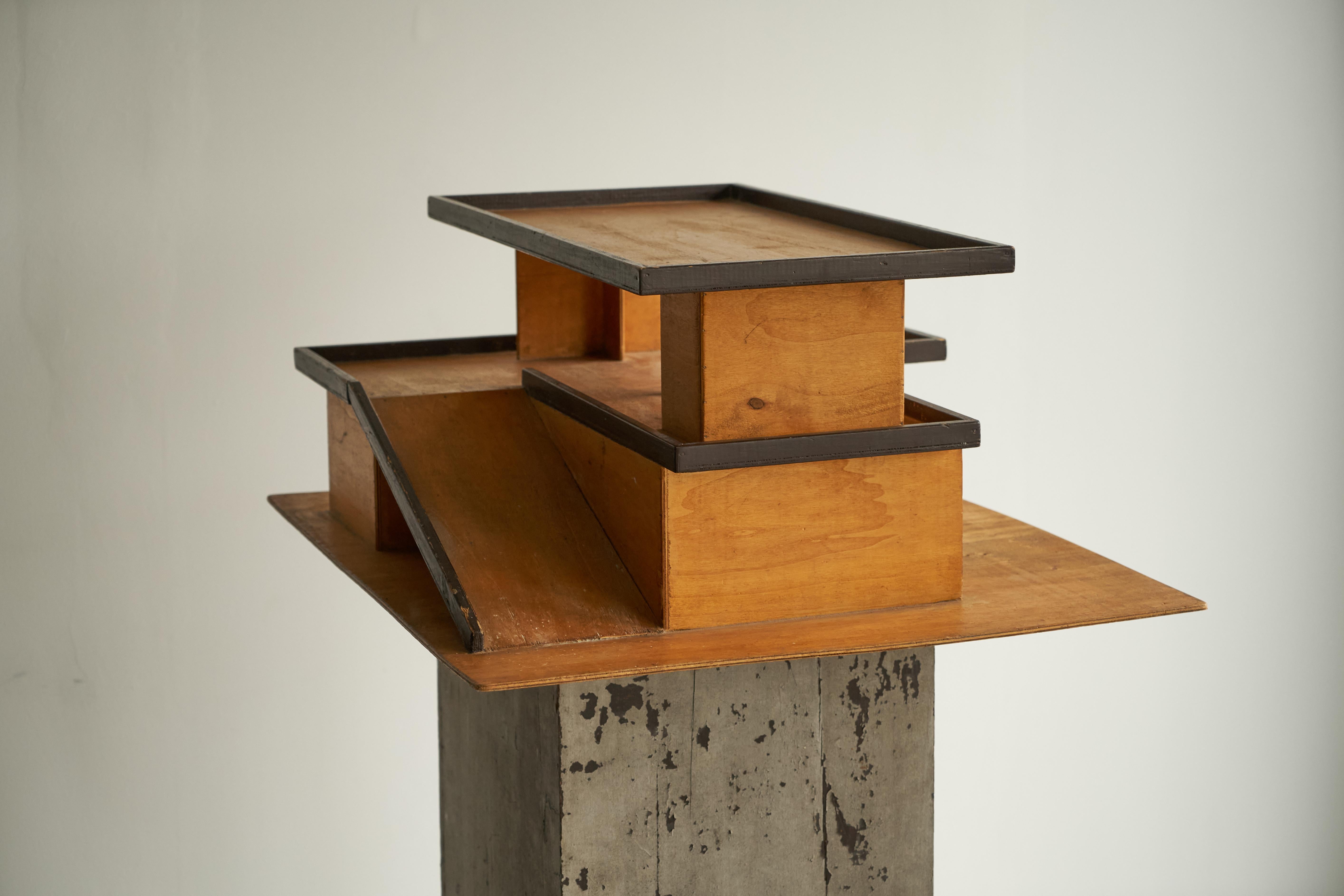Modernist Architectural Model in Stained Plywood 1950s For Sale 7