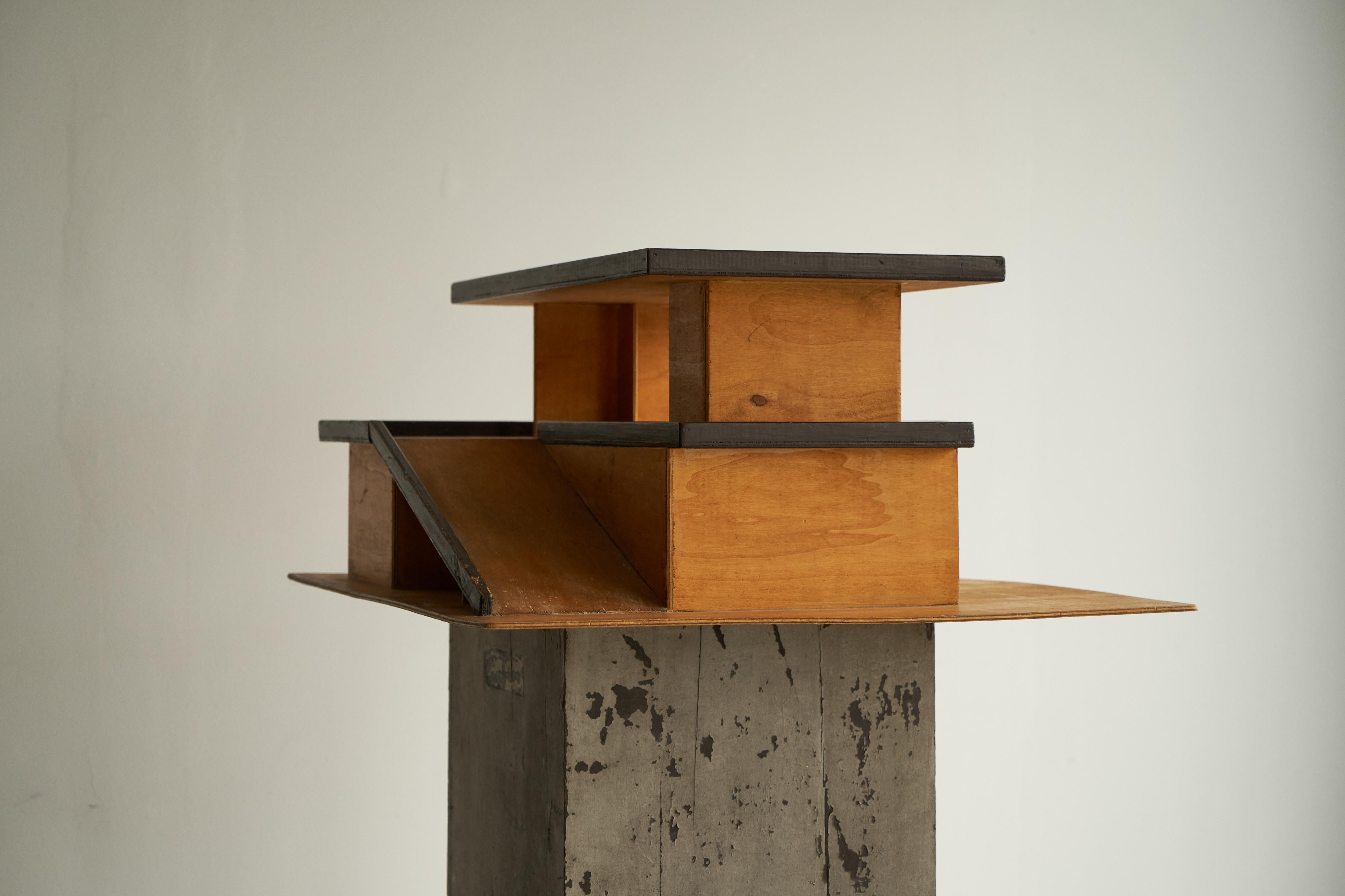 Mid-Century Modern Modernist Architectural Model in Stained Plywood 1950s For Sale