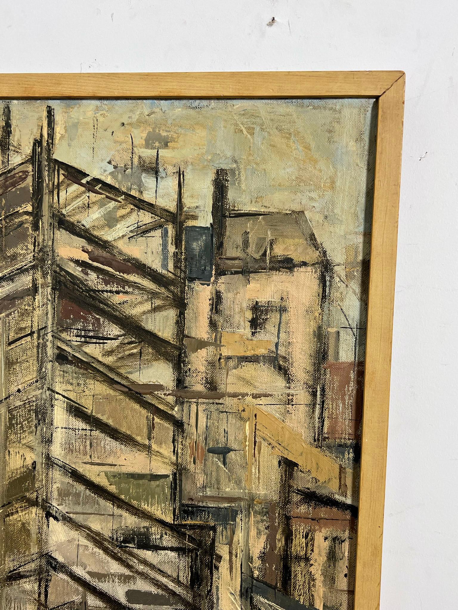 American Modernist Architectural Oil Titled 