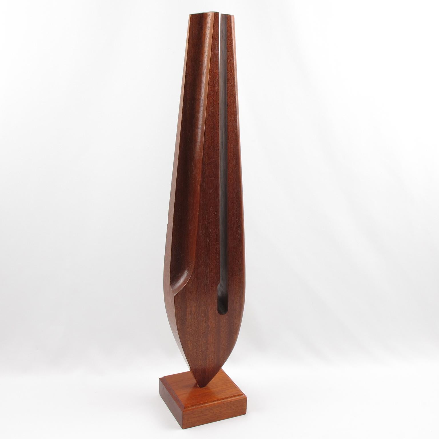 Modernist Architectural Wood Ornament Sculpture Abstract Tuning Fork For Sale 1