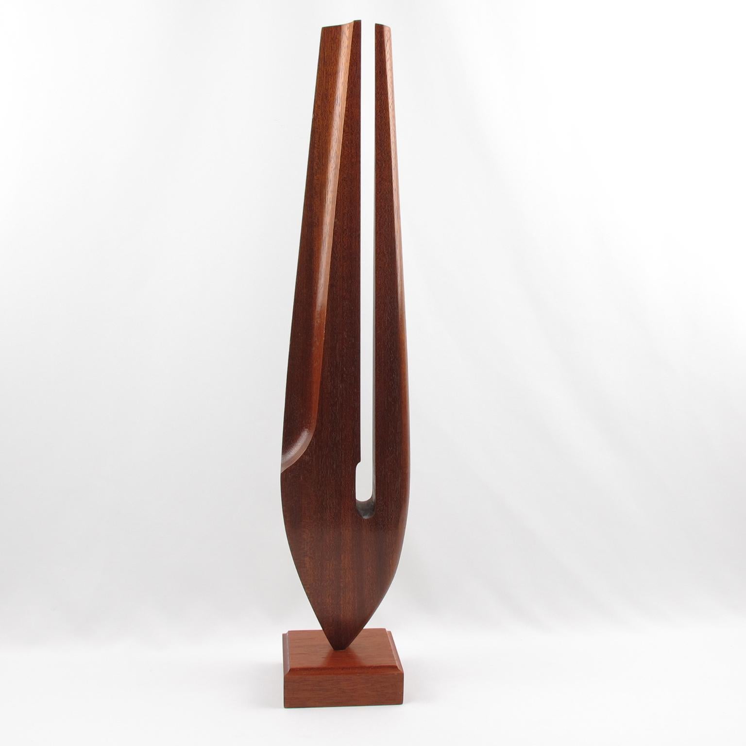 Modernist Architectural Wood Ornament Sculpture Abstract Tuning Fork For Sale 4