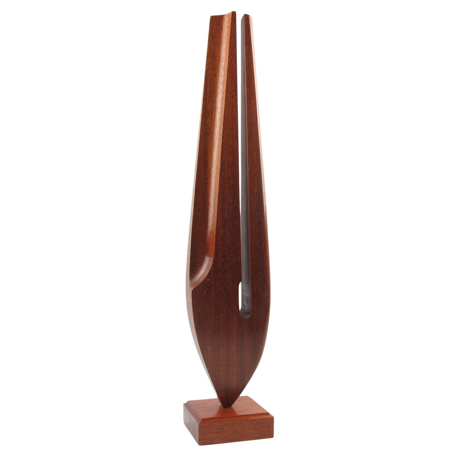 Modernist Architectural Wood Ornament Sculpture Abstract Tuning Fork For Sale