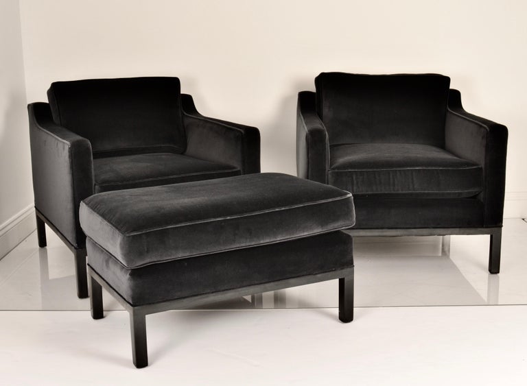 Mid-20th Century Modernist Arm Chairs with Ottoman For Sale