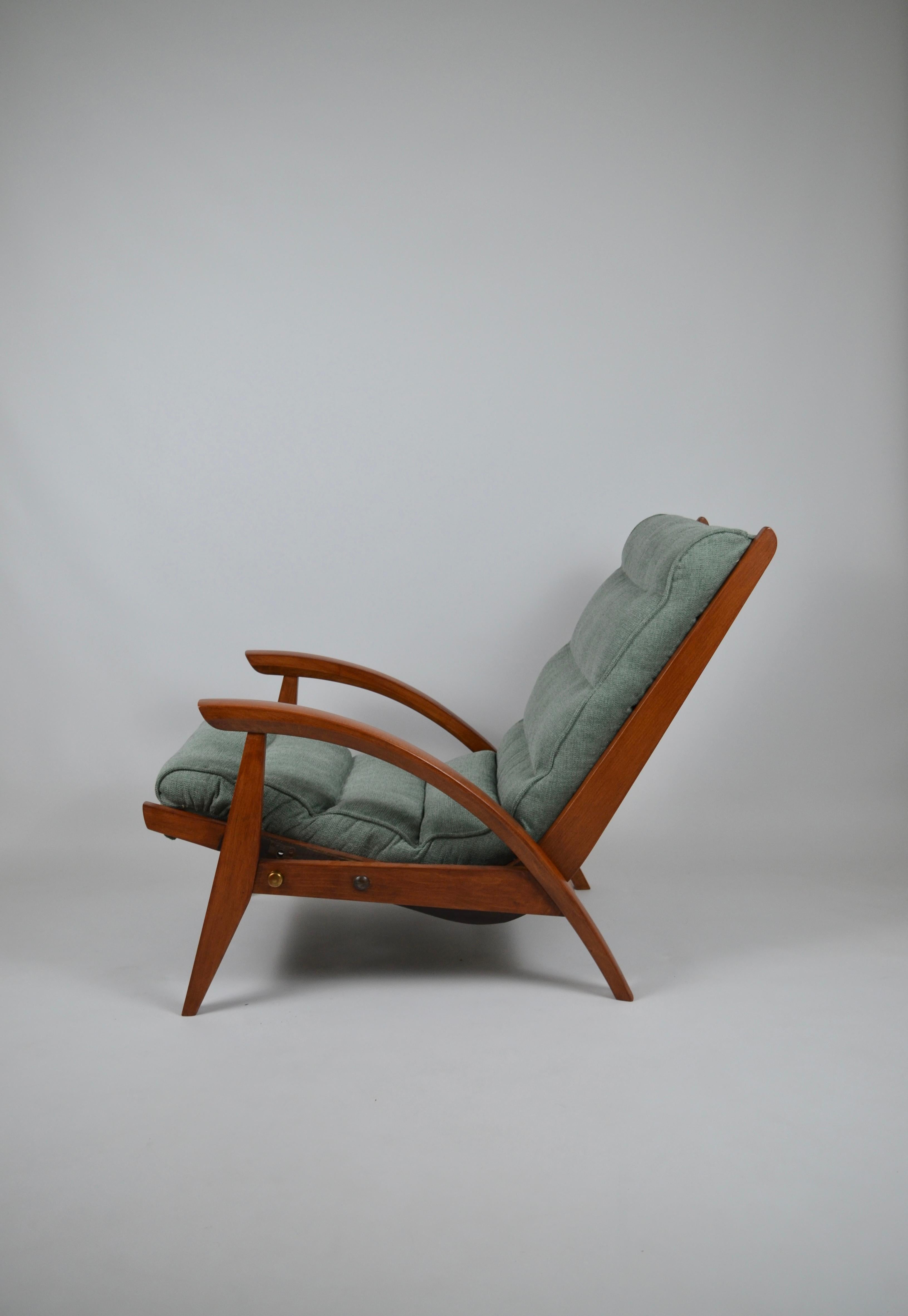 Modernist armchair FS134 with ottoman, by Guy Besnard,  Freespan, France, 50's  For Sale 3