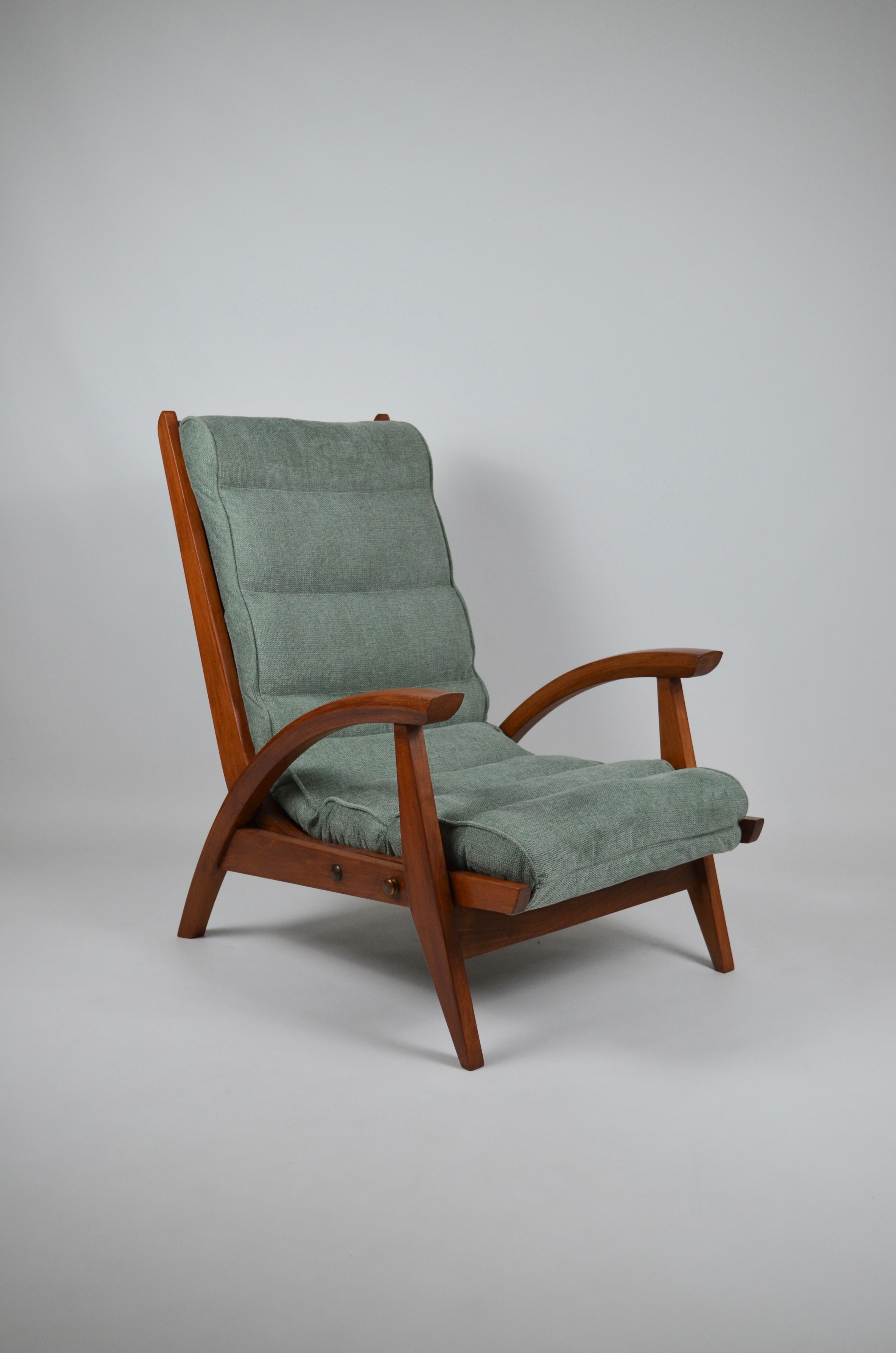 Modernist armchair FS134 with ottoman, by Guy Besnard,  Freespan, France, 50's  For Sale 7