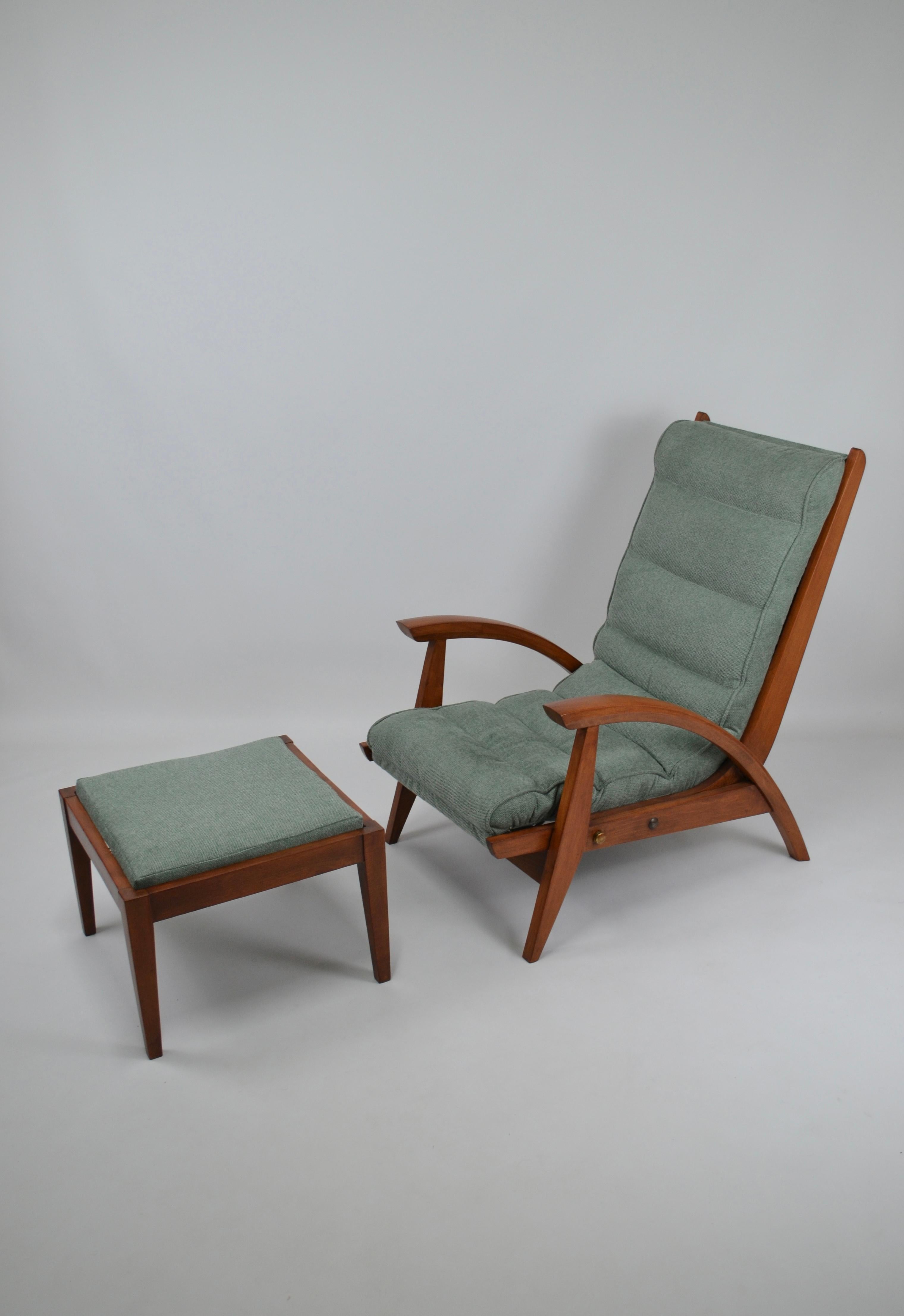 Modernist armchair FS134 with ottoman, by Guy Besnard,  Freespan, France, 50's  For Sale 8