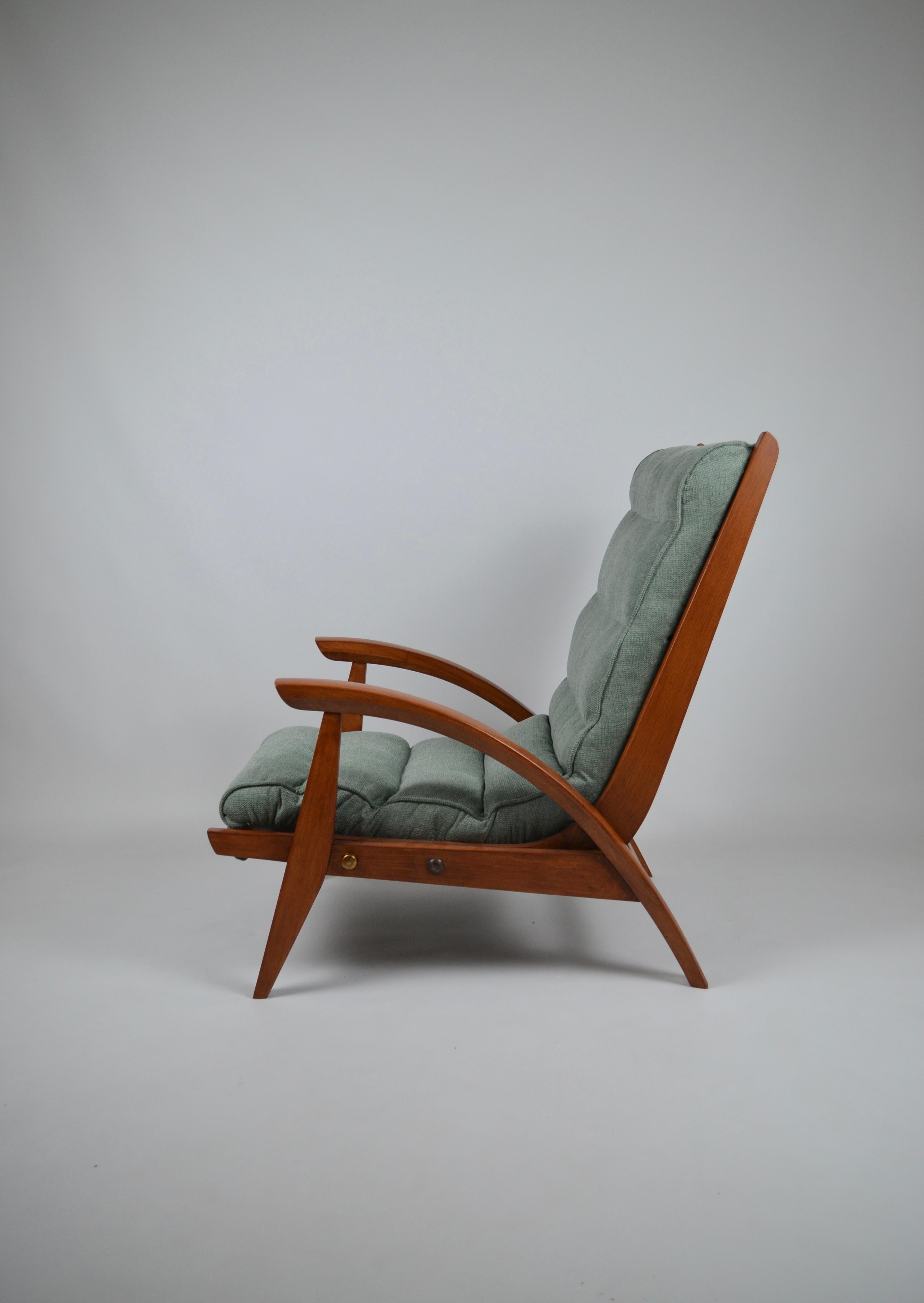 Modernistischer Sessel FS134 mit Ottomane, von Guy Besnard  Freespan, Frankreich, 50er-Jahre  im Angebot 1
