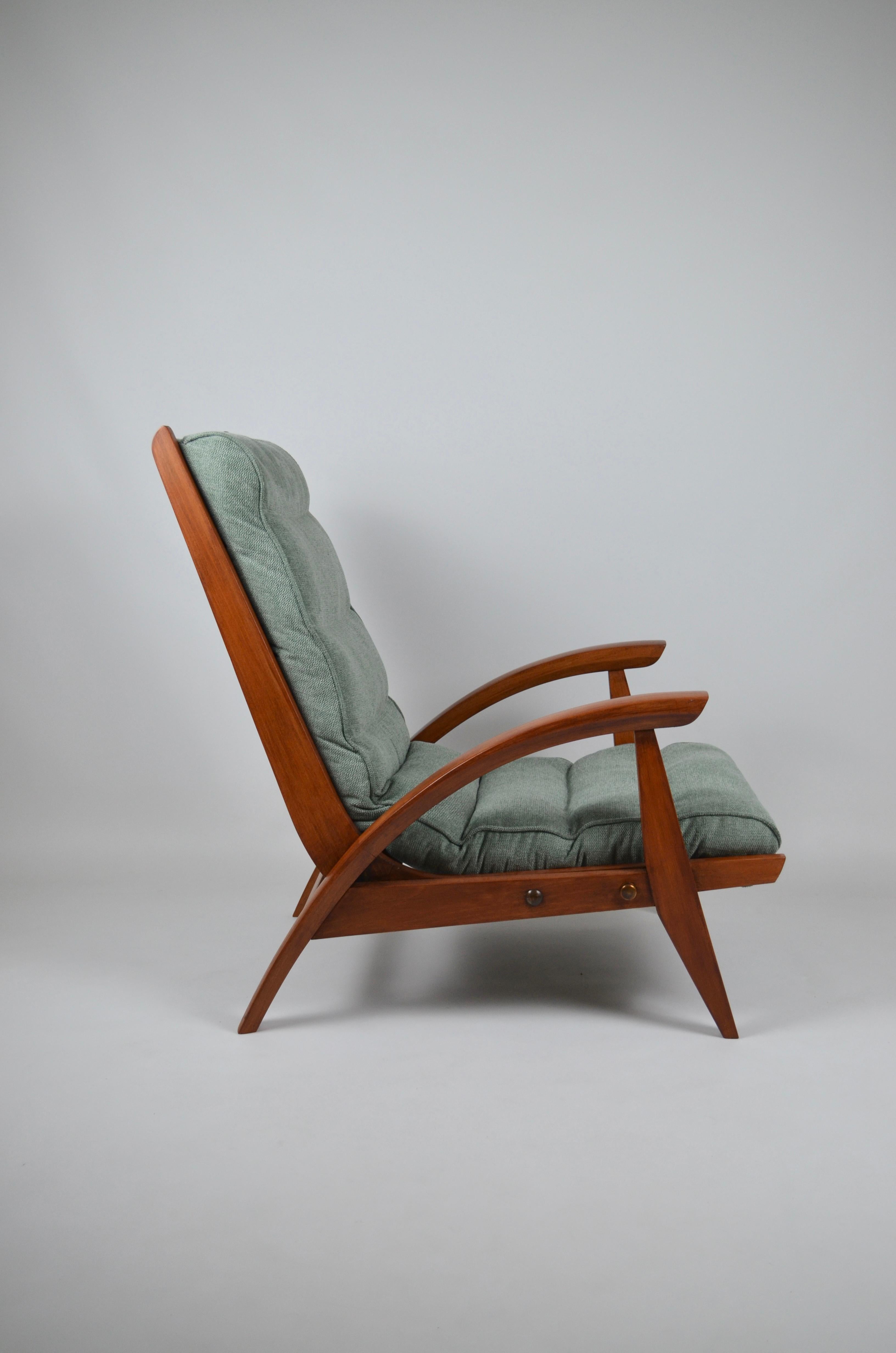 Modernist armchair FS134 with ottoman, by Guy Besnard,  Freespan, France, 50's  For Sale 2