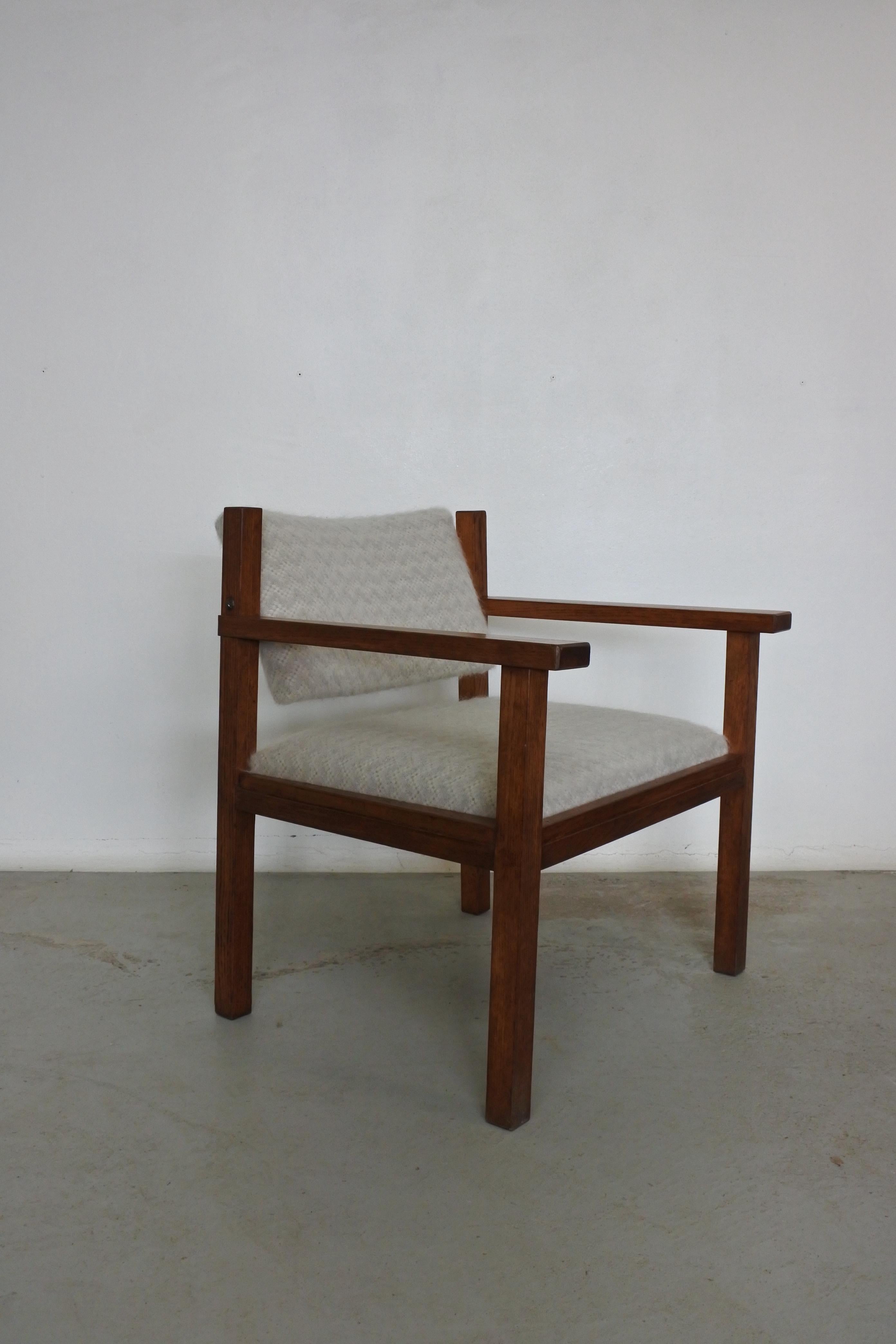 French Modernist Armchair in Oak Wood, France, 1940s For Sale