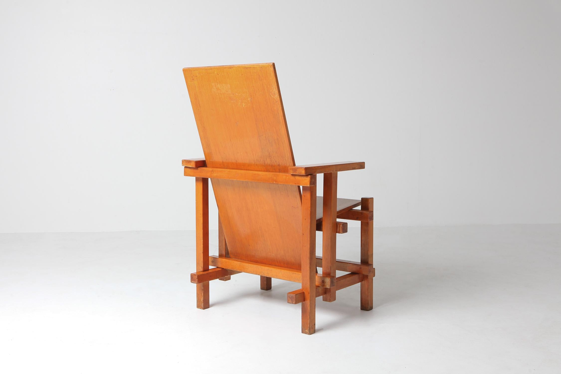 Beech Modernist Armchairs Attributed to Gerrit Rietveld